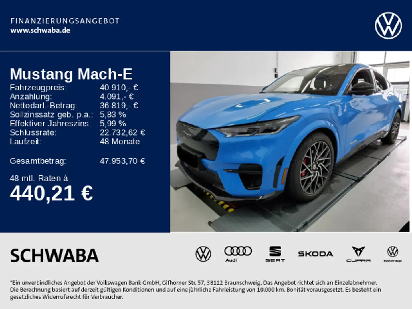 Ford Mustang Mach-E Mustang MACH-E GT AWD *ACC*PANO*MATRIX*NAVI*20'' Синий - 1