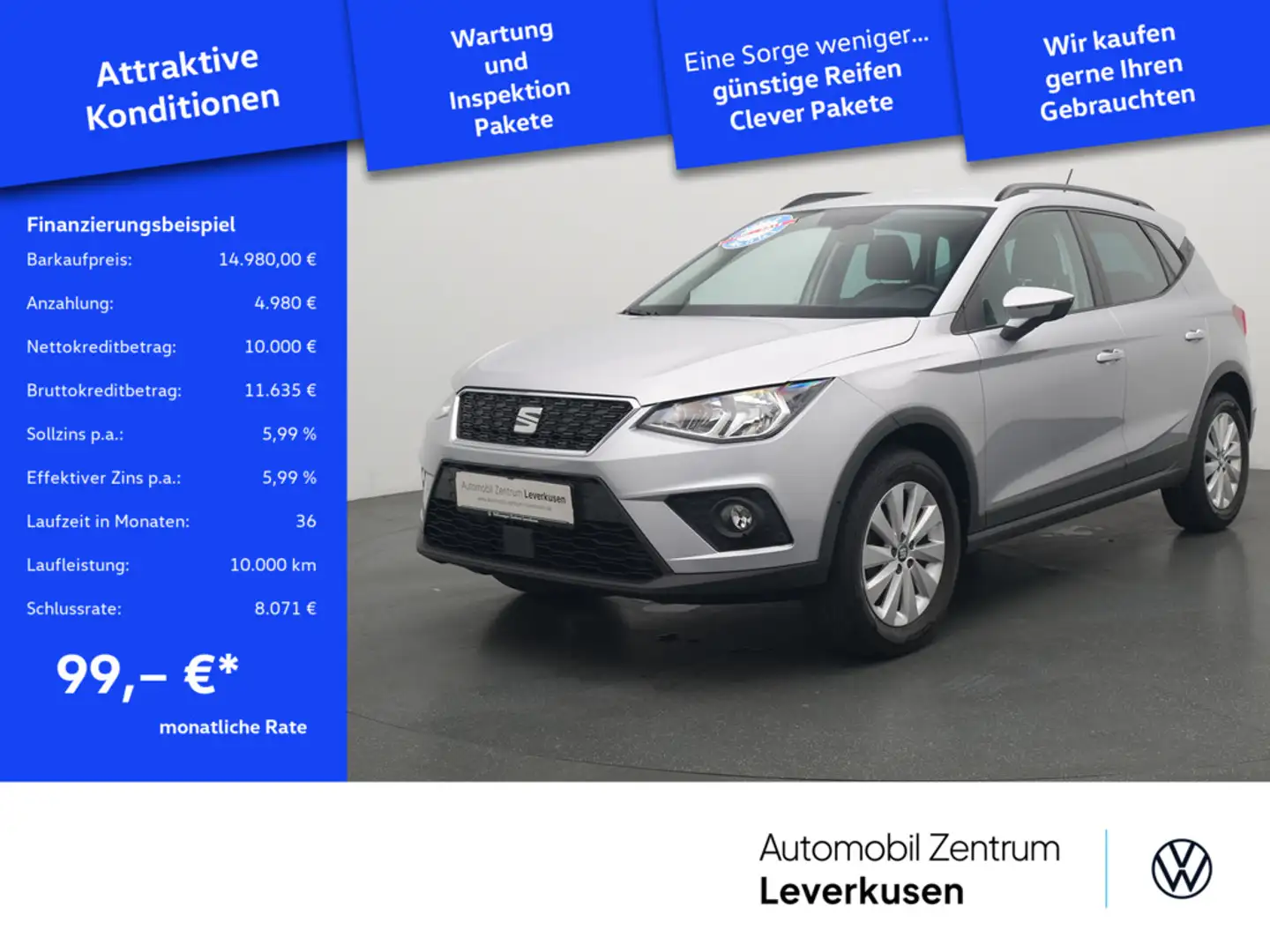 SEAT Arona Style NAVI SHZ PDC AHK CARPLAY Silber - 1