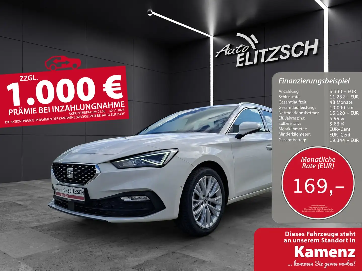 SEAT Leon ST eTSI Xcellence DSG LED Navi GRA Park-Assist SH Weiß - 1