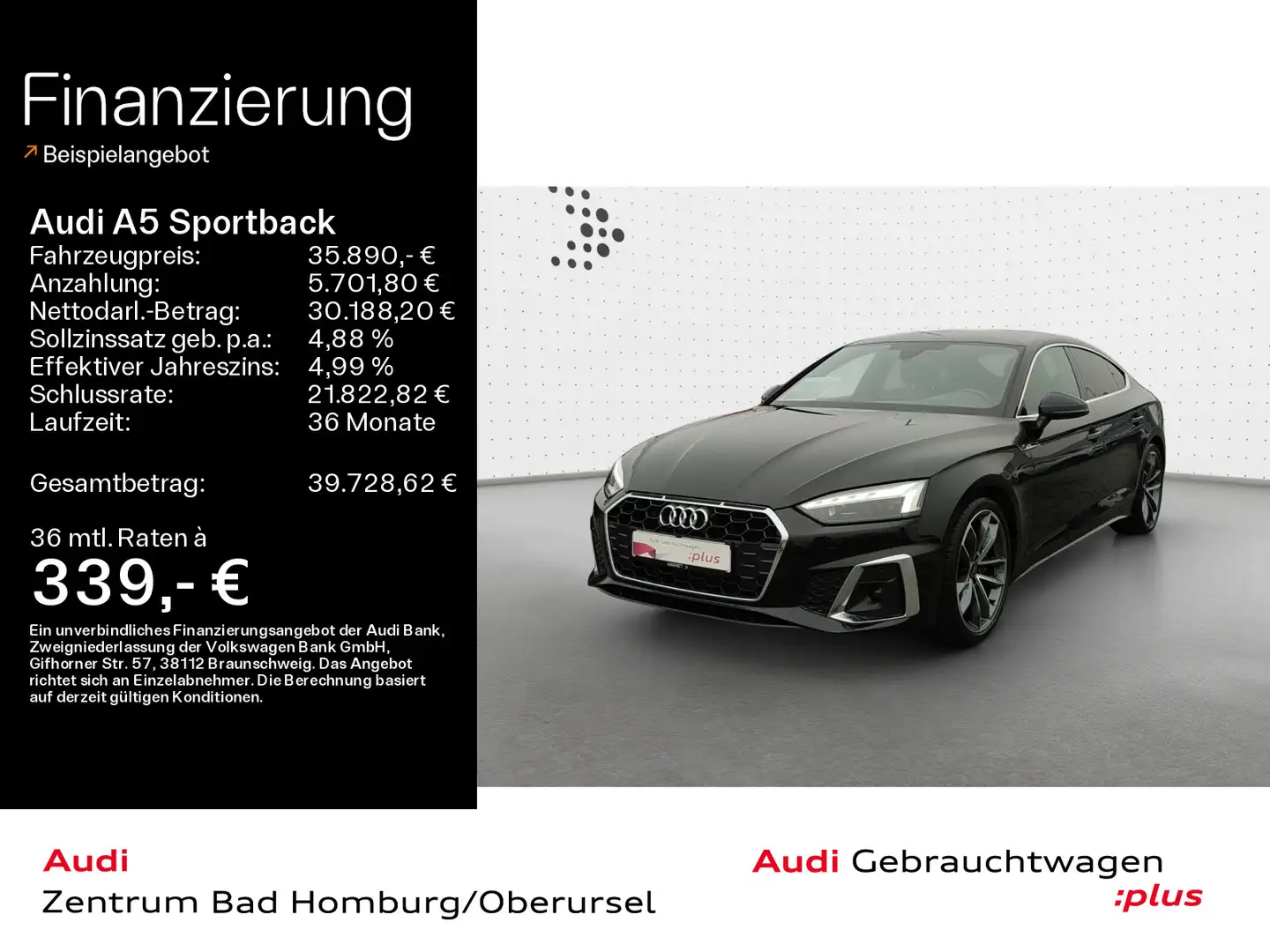 Audi A5 40 TDI S line*Navi*Matrix*Alu*PDC*A Schwarz - 1