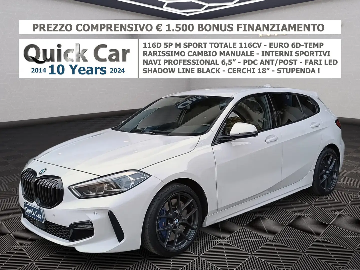 BMW 116 d MSPORT NAVI PROFESSIONAL,INTERNI SPORTCERCHI 18 Bianco - 1