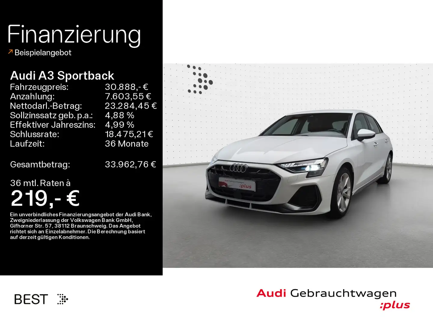 Audi A3 S line 35 TFSI Assist*Business Blanc - 1