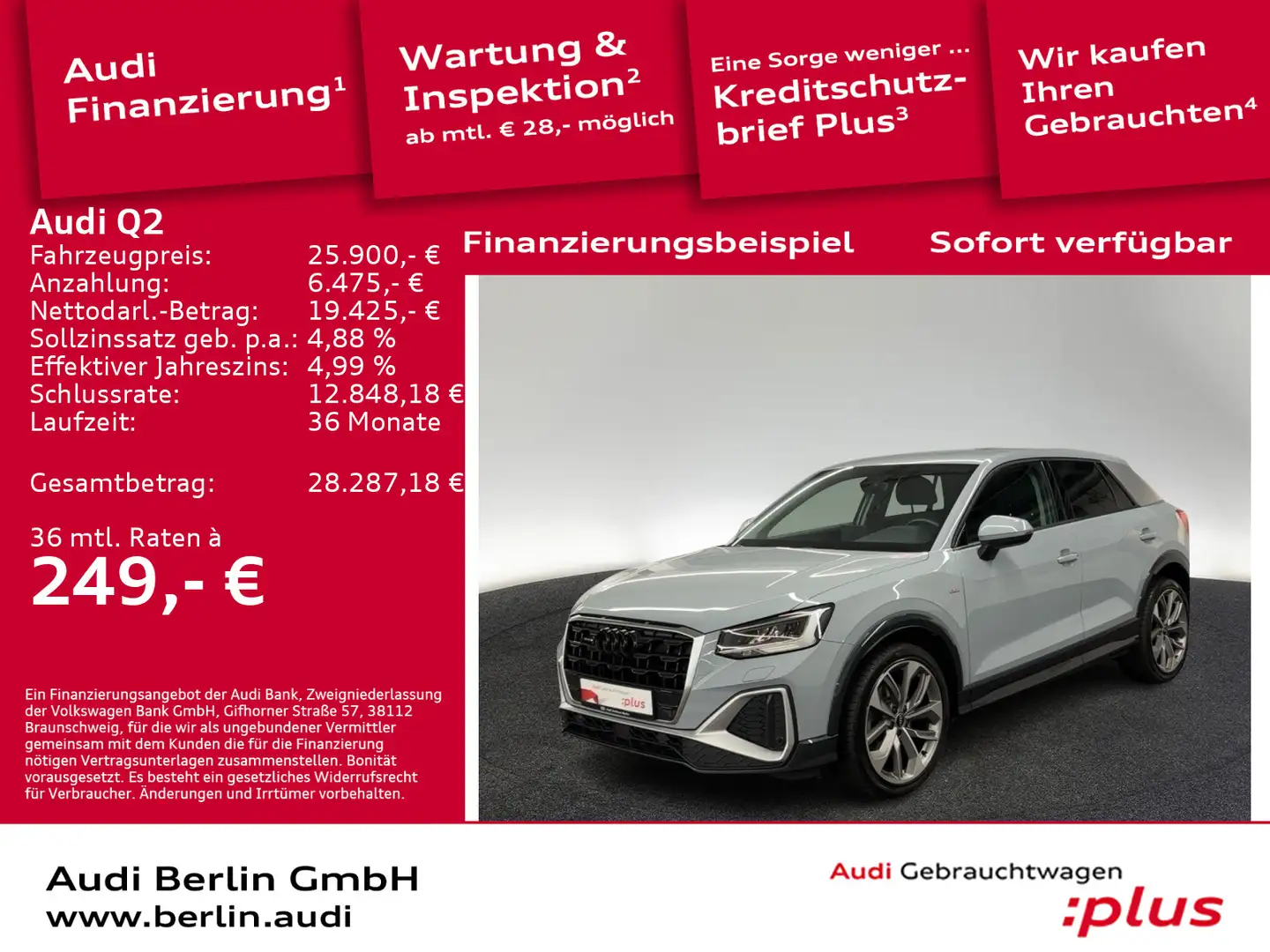 Audi Q2 S line 35 TDI quattro S tr. AHK LED NAVI RFK Grau - 1