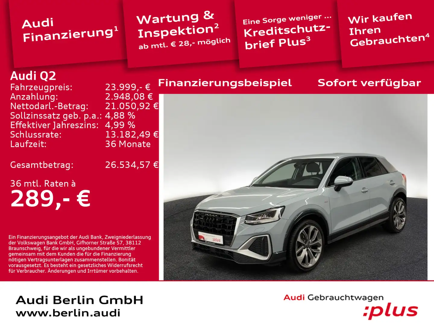 Audi Q2 S line 35 TDI quattro S tr. AHK LED NAVI RFK Grau - 1