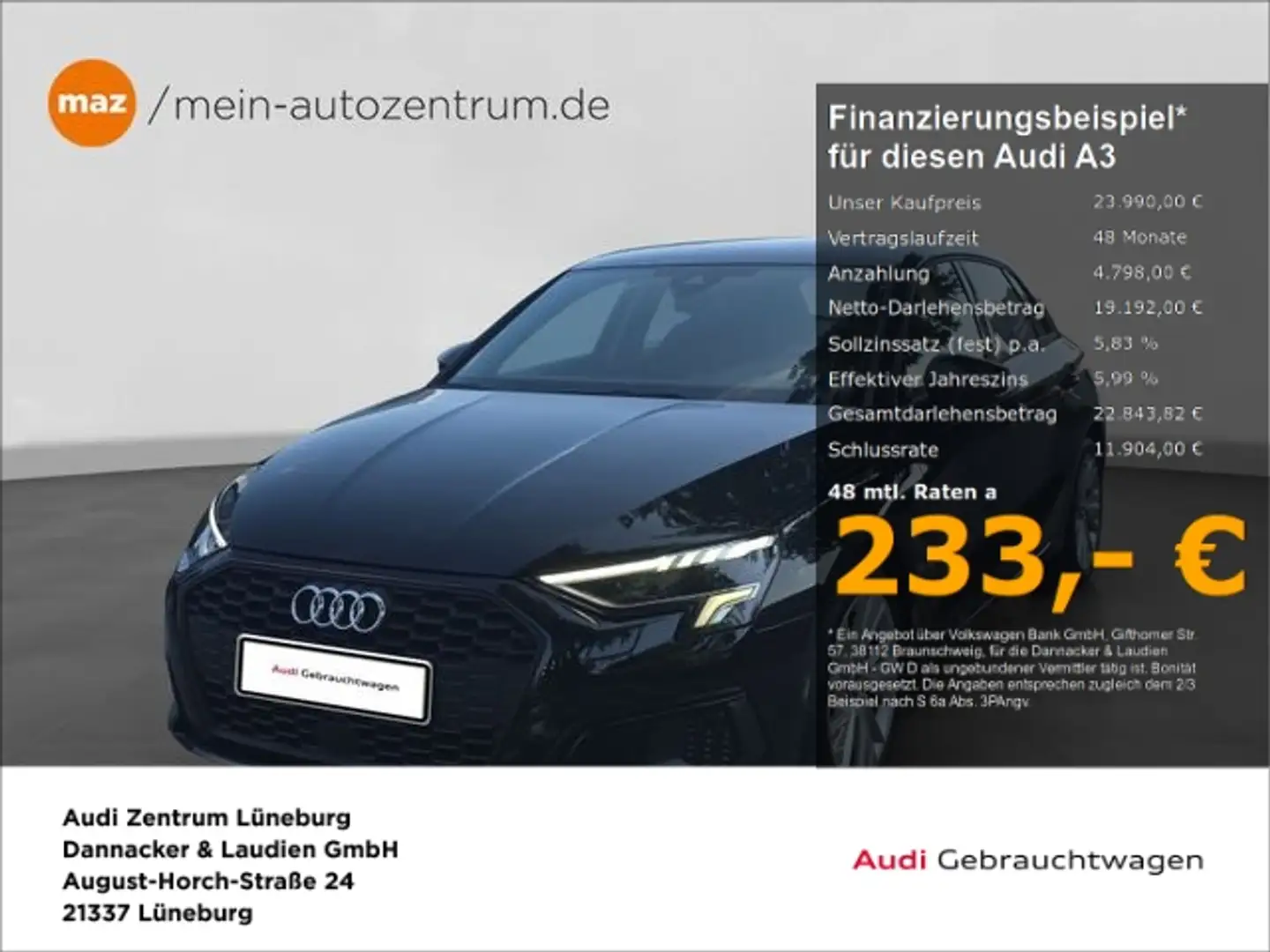 Audi A3 Sportback 35 TFSI Alu LEDScheinw. NaviPlus Si Schwarz - 1