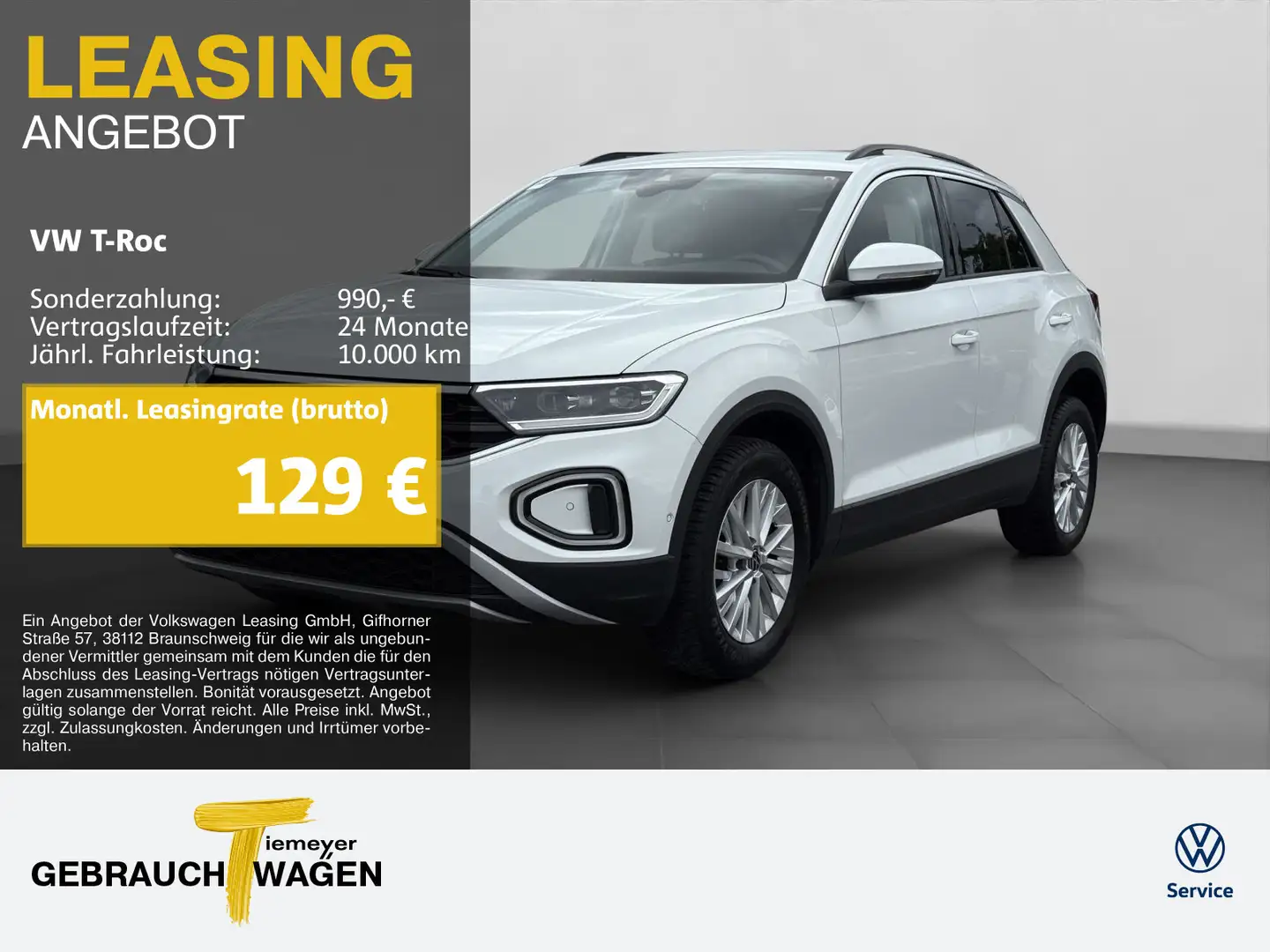 Volkswagen T-Roc 1.0 TSI LIFE NAVI LED SITZHZG PDC Weiß - 1