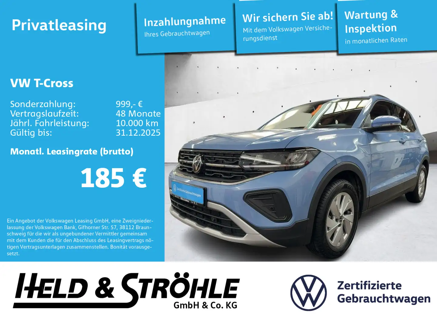 Volkswagen T-Cross Life 1.0 TSI AHK LED PDC SHZ APP DAB+ Azul - 1