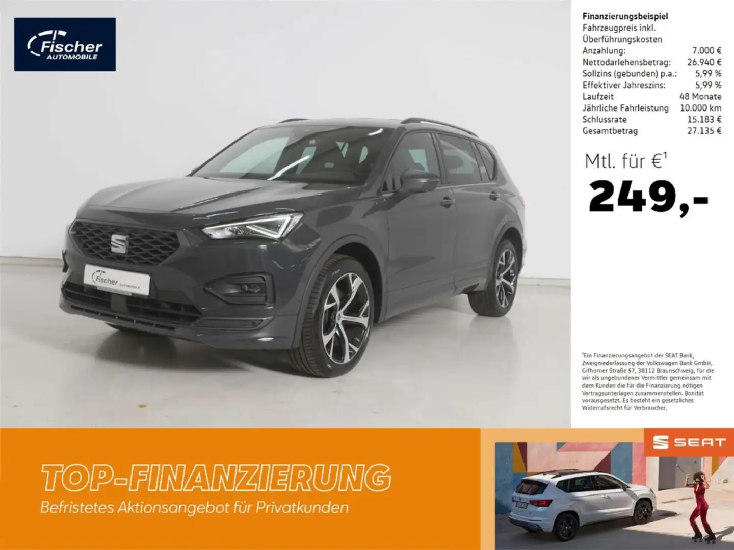 SEAT Tarraco 2.0 TSI DSG 4Dr. FR StandHZG/AHK/NAV/RFK Grau - 1