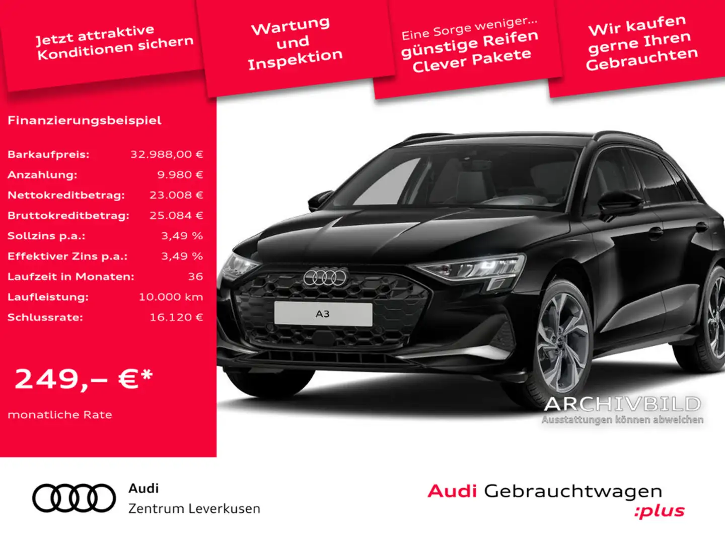 Audi A3 Sportback advanced AHK NAVI B&O SHZ HUD Negro - 1