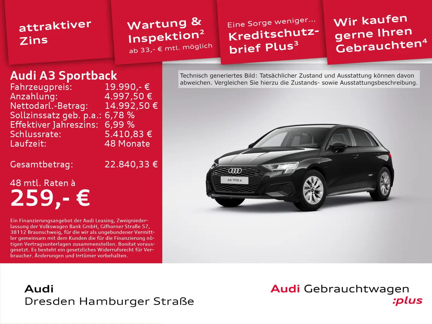 Audi A3 40 TFSI e Navi Rückkamera S tronic Schwarz - 1