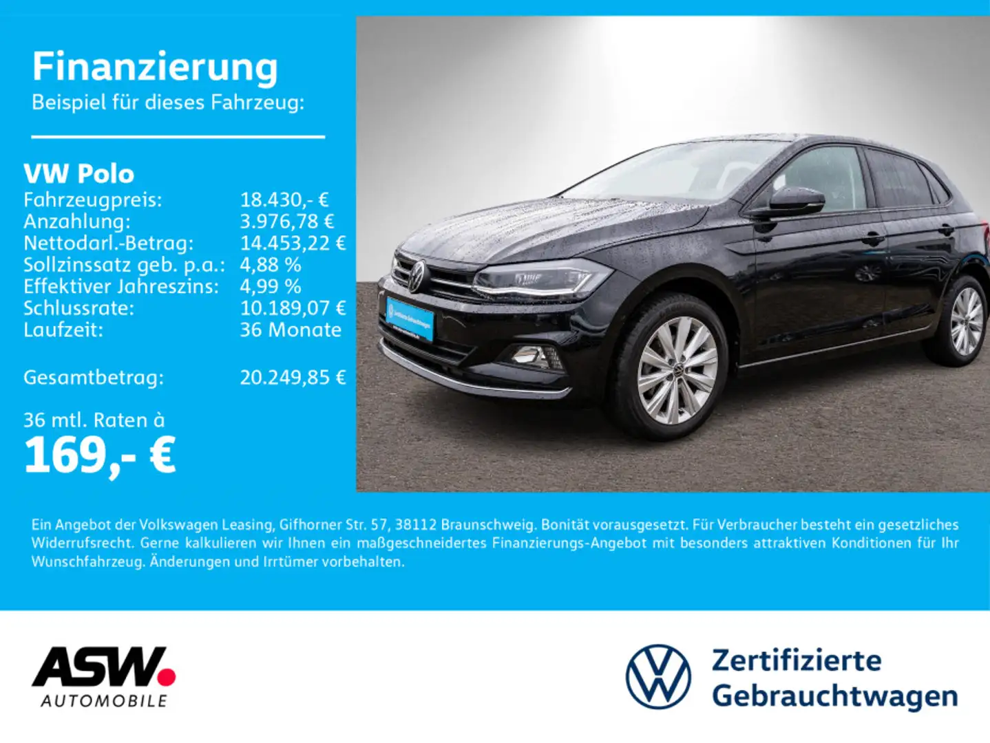 Volkswagen Polo Highline 1.0 TSI DSG LED Navi RFK ACC SHZ Noir - 1