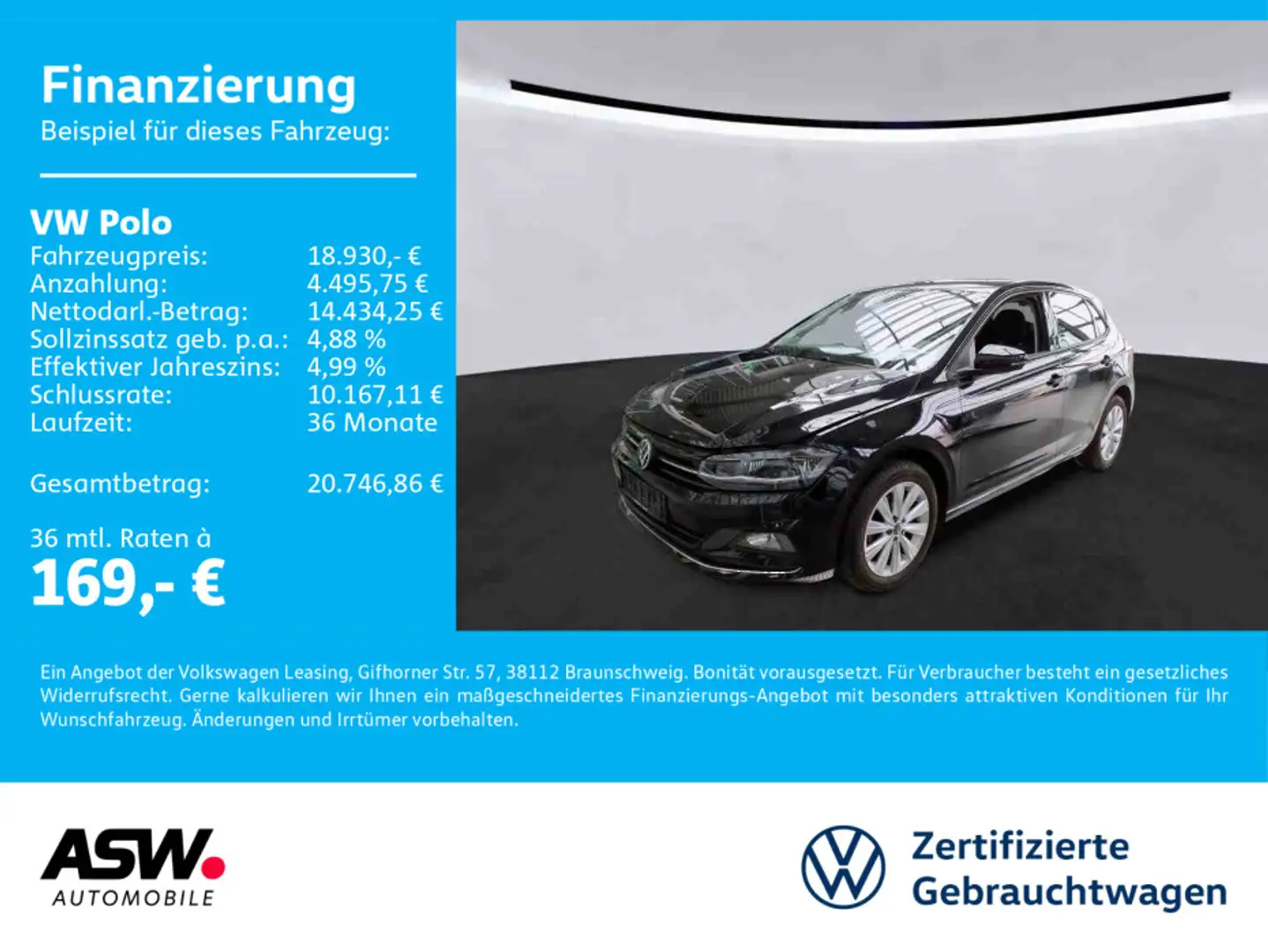 Volkswagen Polo Highline 1.0 TSI DSG LED Navi RFK ACC SHZ Schwarz - 1