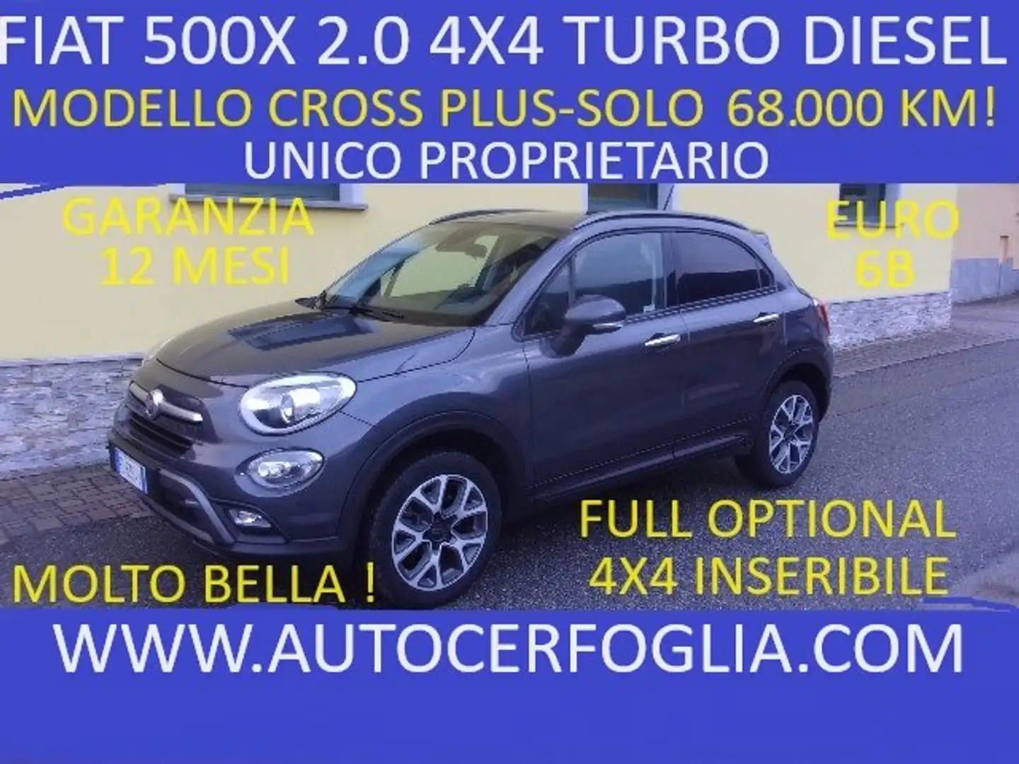 Fiat 500X 2.0 mjt Cross Plus 4x4 140cv-68.000 KM !!! Grigio - 1