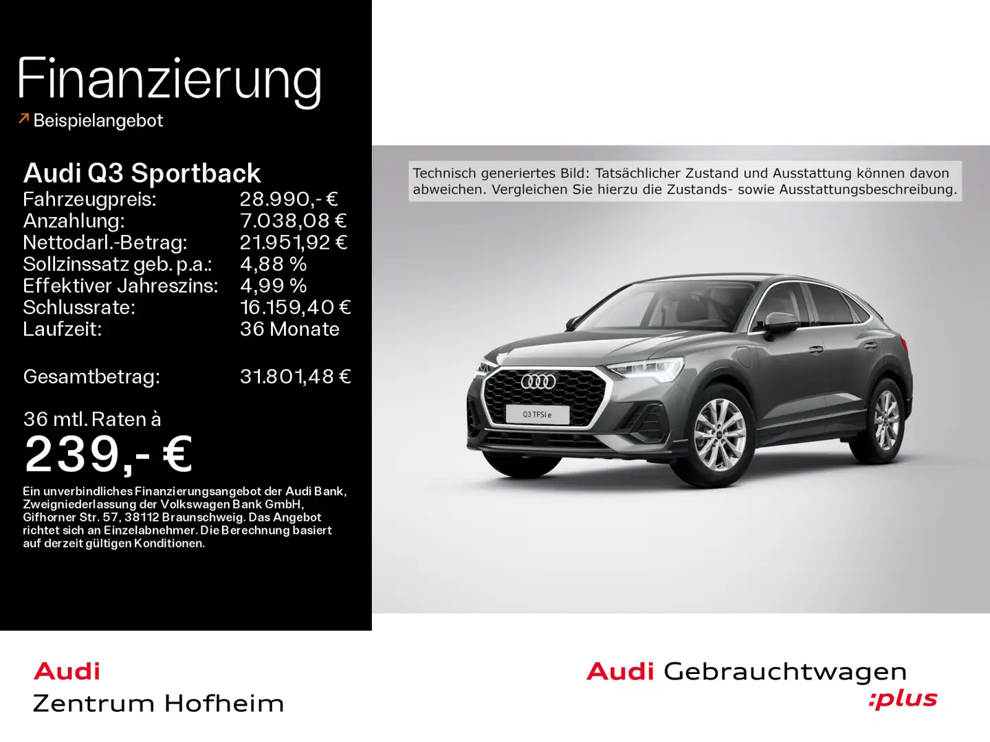 Audi Q3 45 TFSIe*LED*Virtual*Navi+*Kamera*A Grau - 1