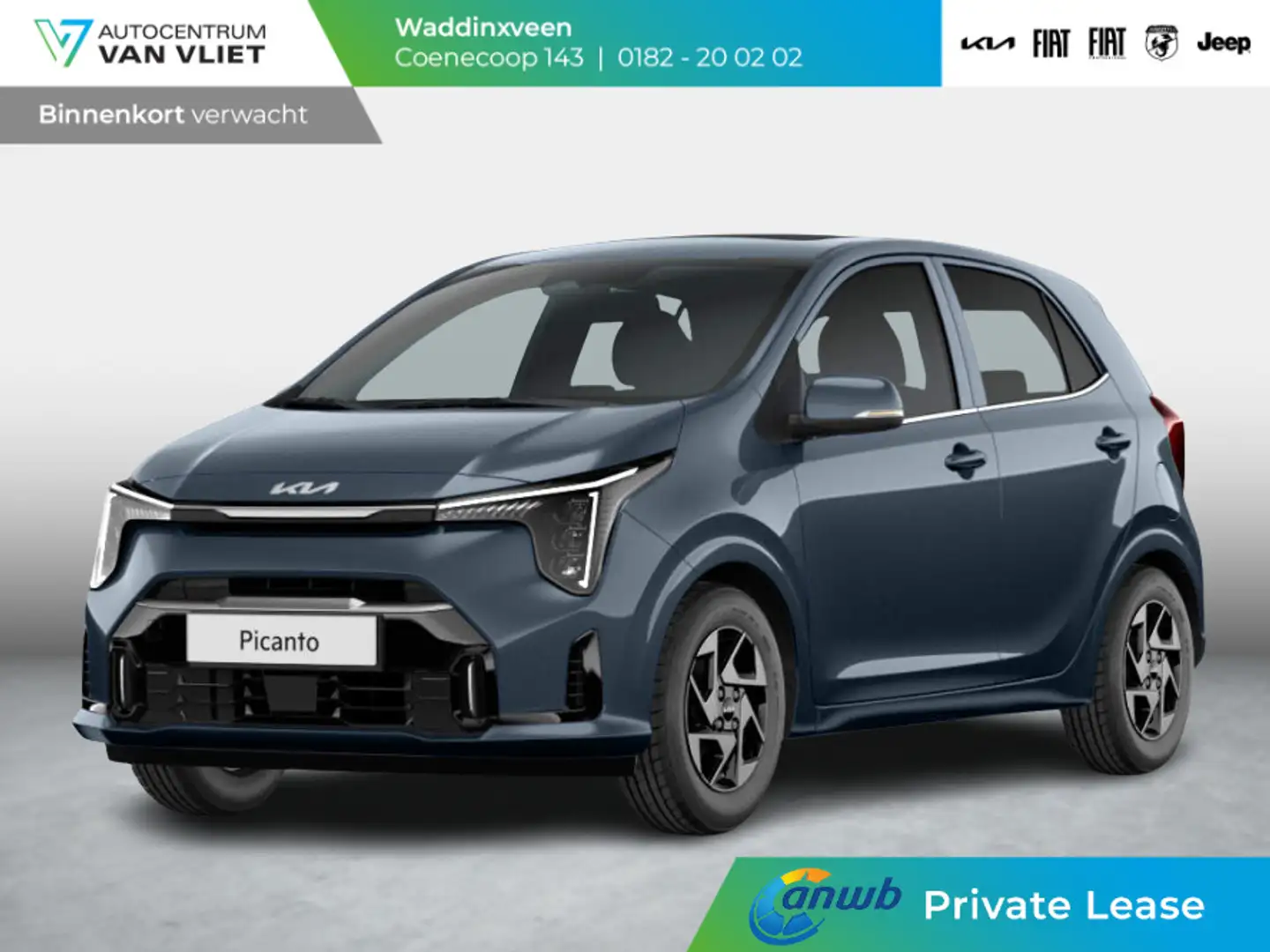 Kia Picanto 1.0 DPI DynamicPlusLine ANWB Private Lease v.a. € Blauw - 1