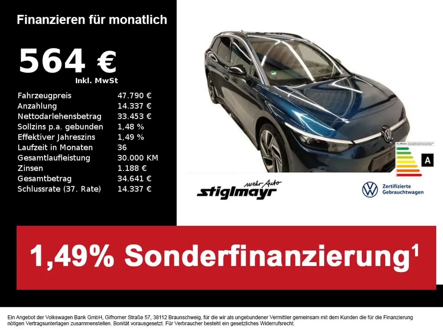 Volkswagen ID.7 Tourer Pro 82-kWh+ACC+AHK+HUD+IQ-LIGHT Blau - 1