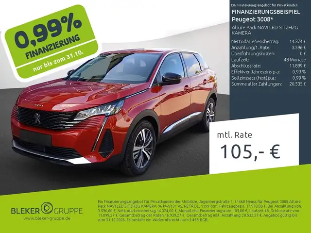 2022 Peugeot 3008 in Red for sale