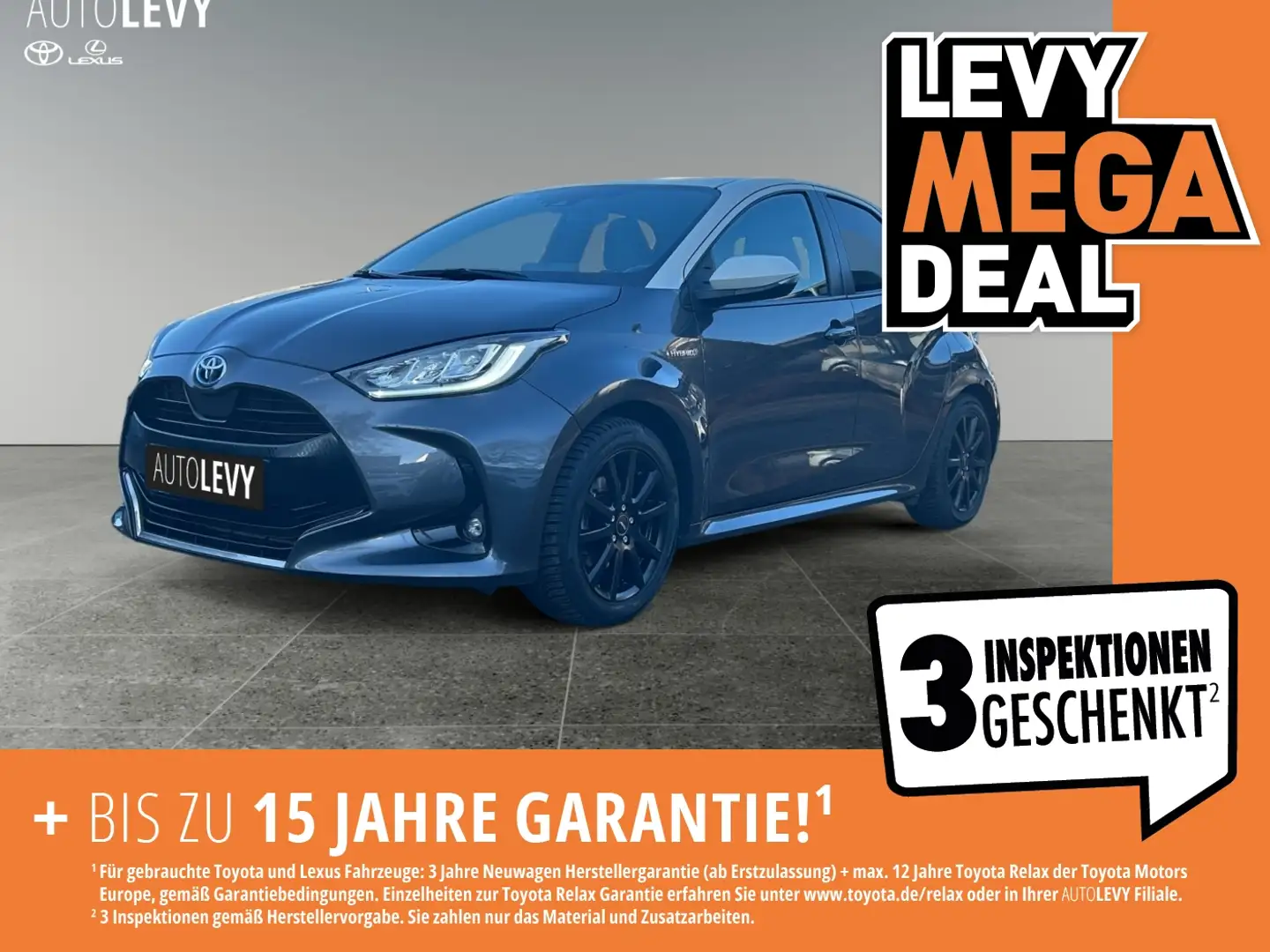 Toyota Yaris 1.5 Hybrid Style FLA/SpurH/KeyLess/Klima Grau - 1