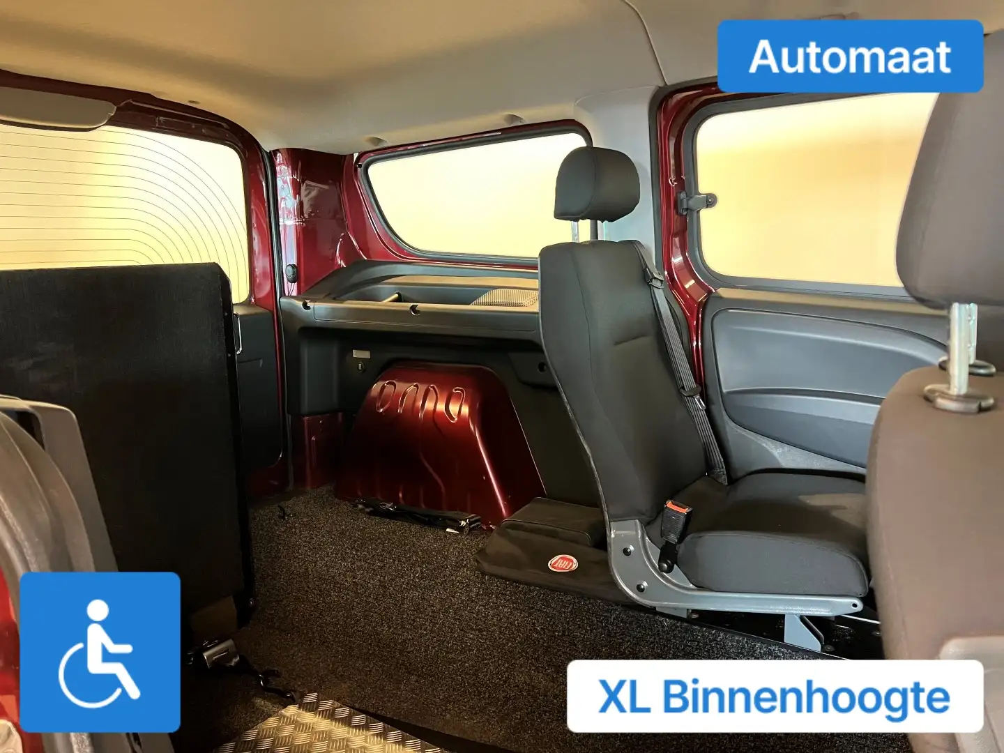 Fiat Doblo L2 Rolstoelauto Automaat XXL-Ombouw 160cm DIESEL Rouge - 2