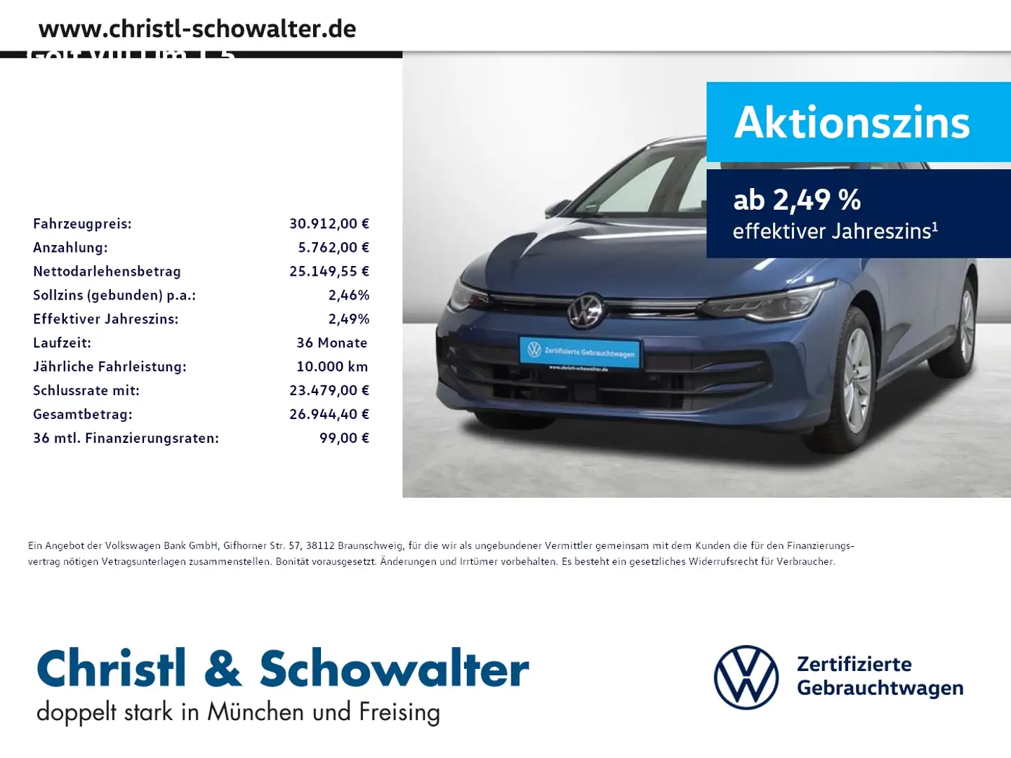 Volkswagen Golf VIII Lim 1.5 eTSI DSG Life MATRIX ACC KLIMA Blau - 1