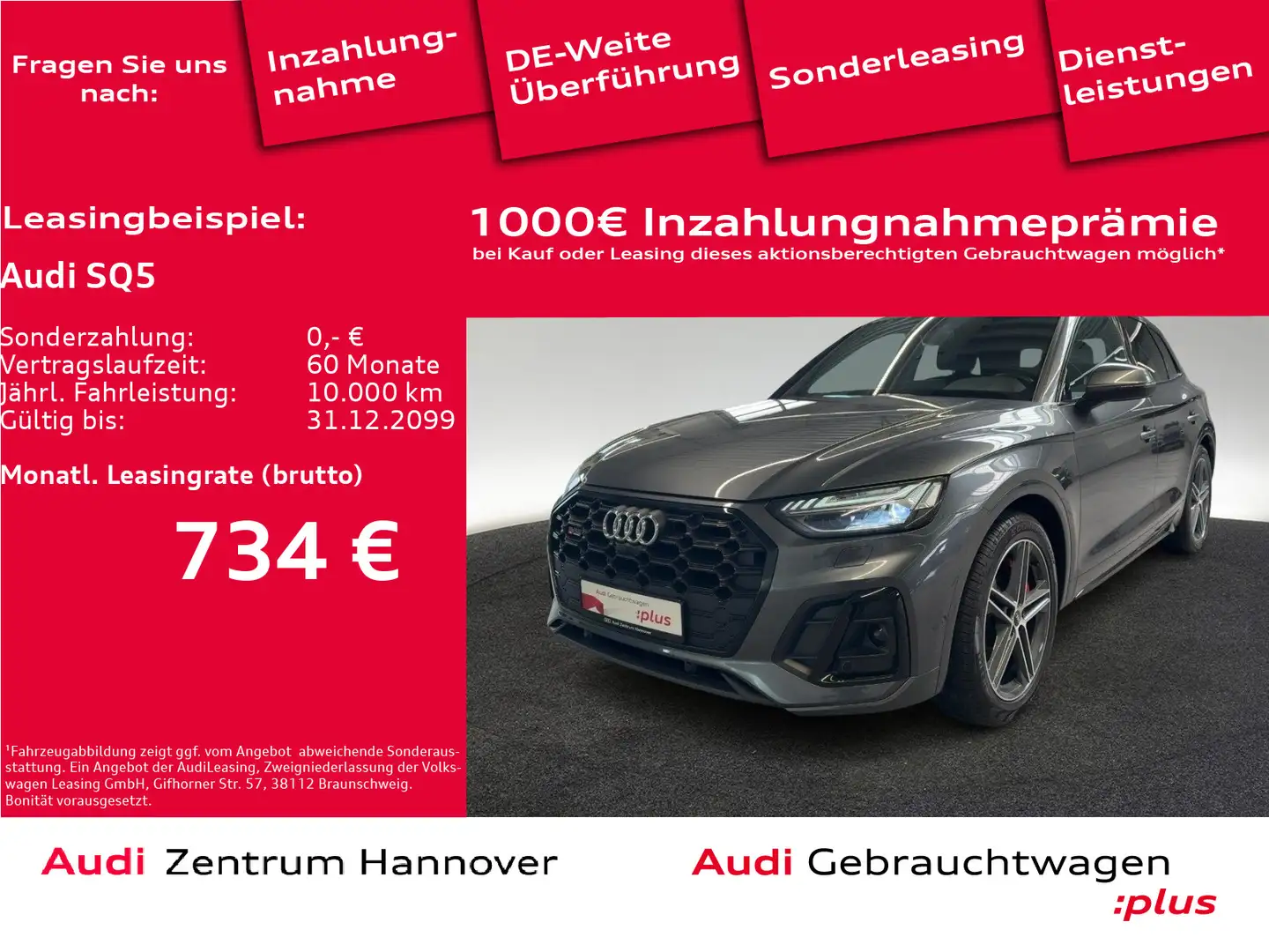 Audi SQ5 3.0 TDI quattro AHK Matrix B&O Kamera Luft Šedá - 1