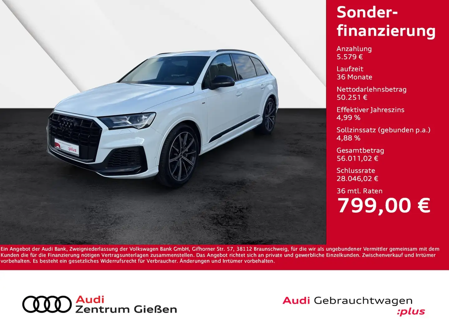 Audi Q7 55 TFSI e quattro S line Black Pano B&O Weiß - 1