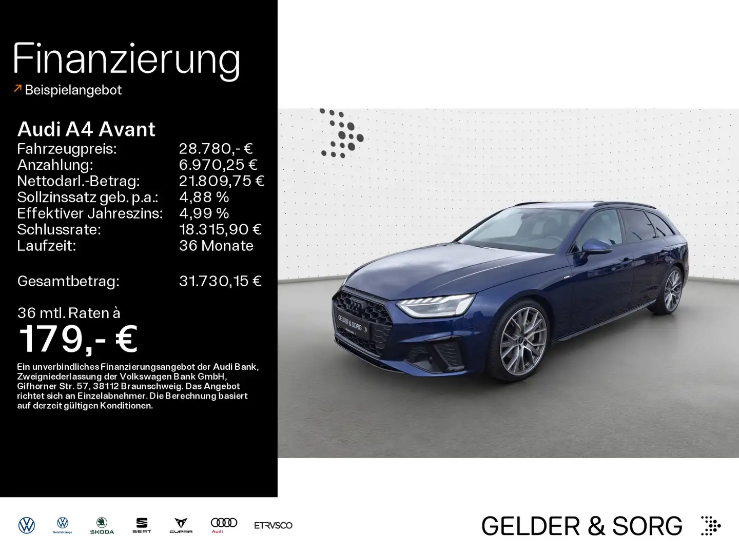 Audi A4 40 TDI S tronic MATRIX*B&O*S-LINE COMP Bleu - 1
