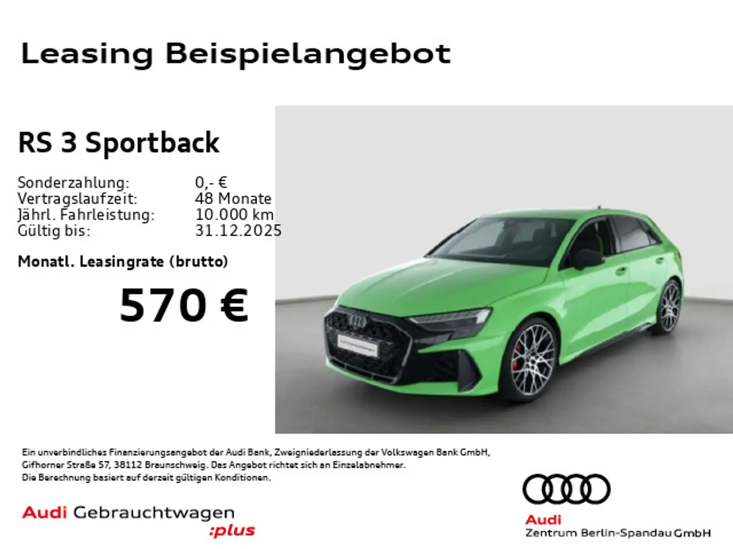Audi RS3 RS3 Sportback *MATRIX*RS-AGA*HuD*SONOS*NAV+*ACC* Зелений - 1