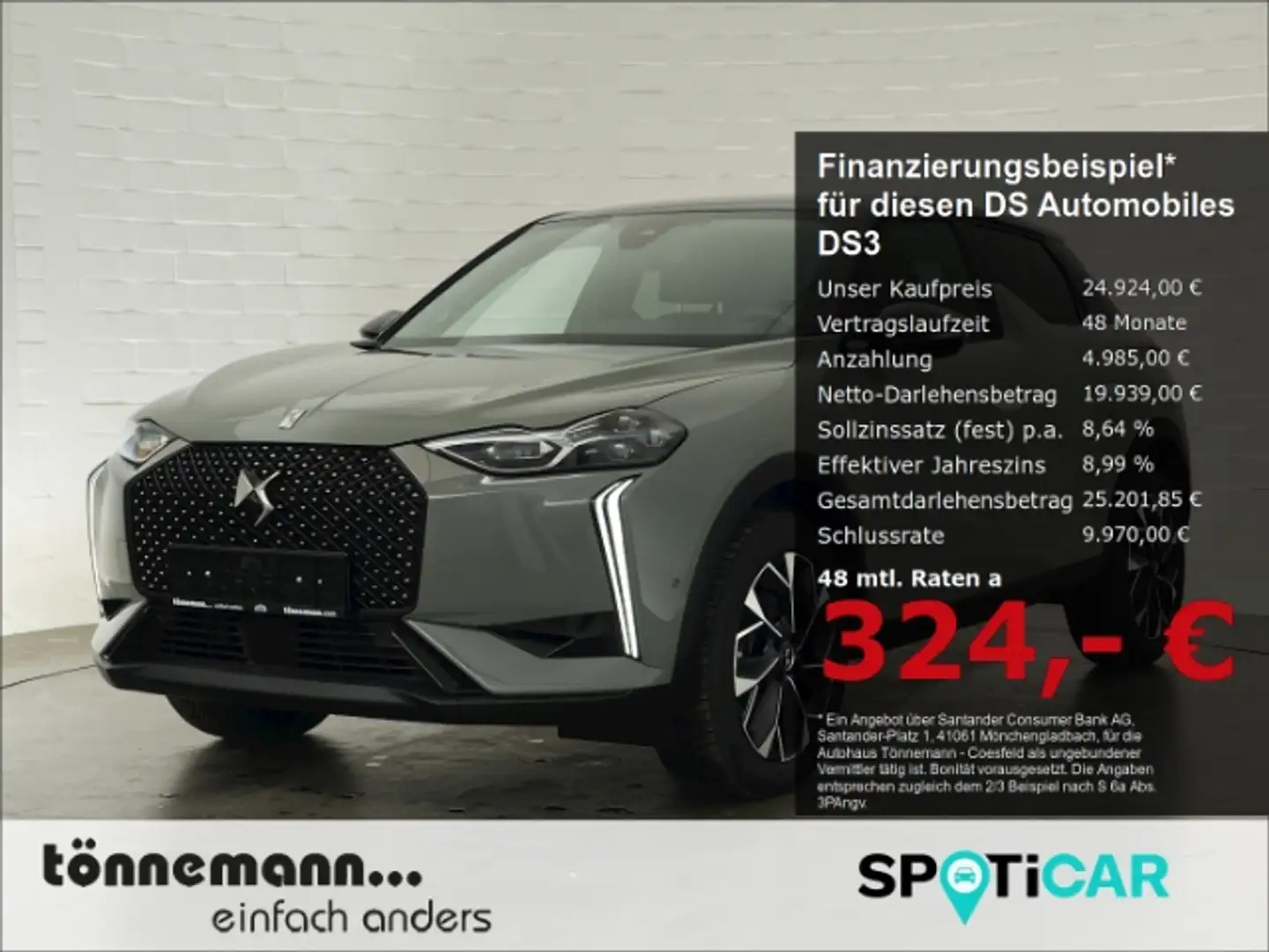 DS Automobiles DS 3 OPERA AT+NAVI+HEAD-UP-DISPLAY+KEYLESS+360°KAMERA siva - 1