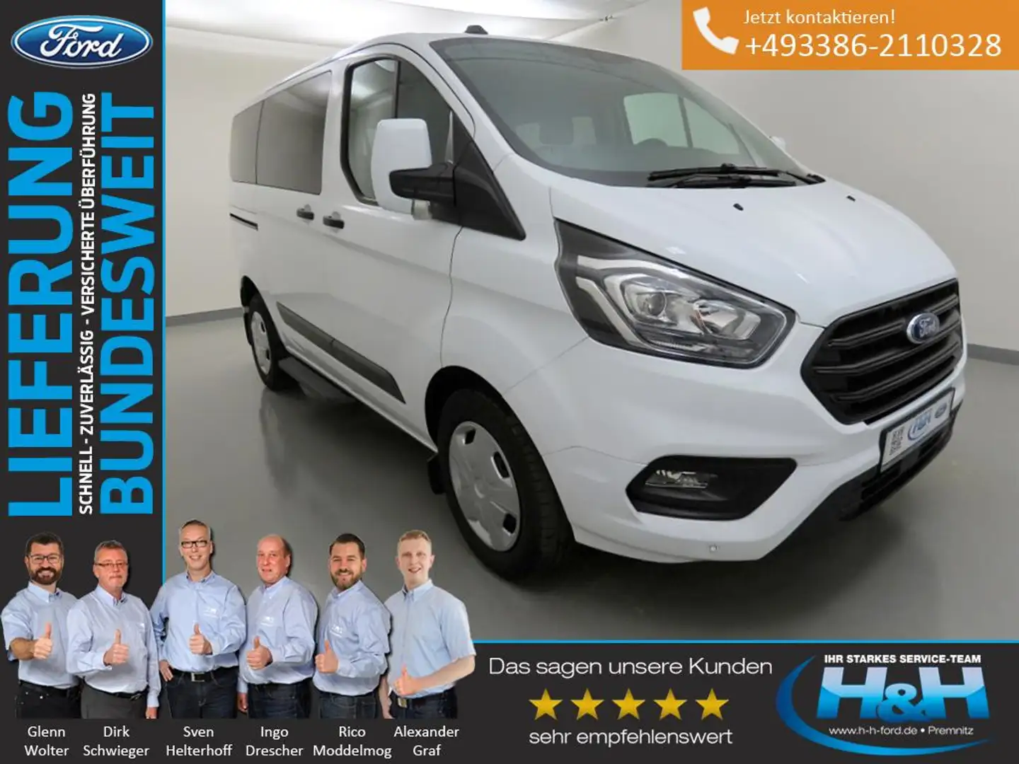Ford Transit Custom 2.0 320 L1 Trend Kamera+Tempo Weiß - 1