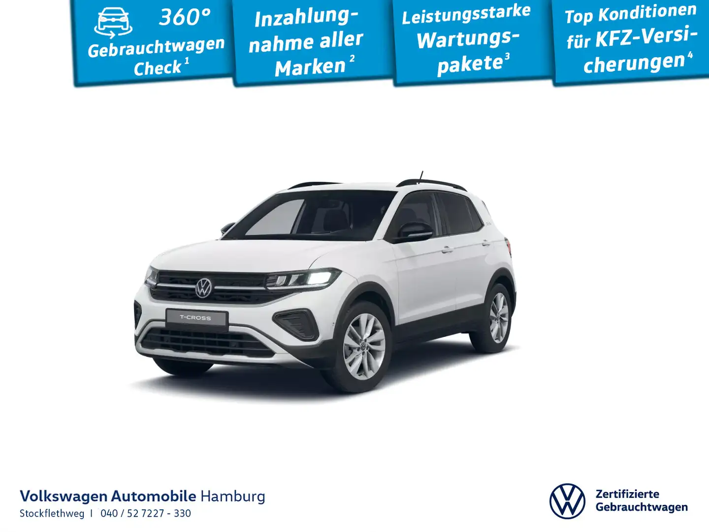 Volkswagen T-Cross 1.0 TSI Goal DSG Navi Kamera ACC CarPlay Weiß - 1