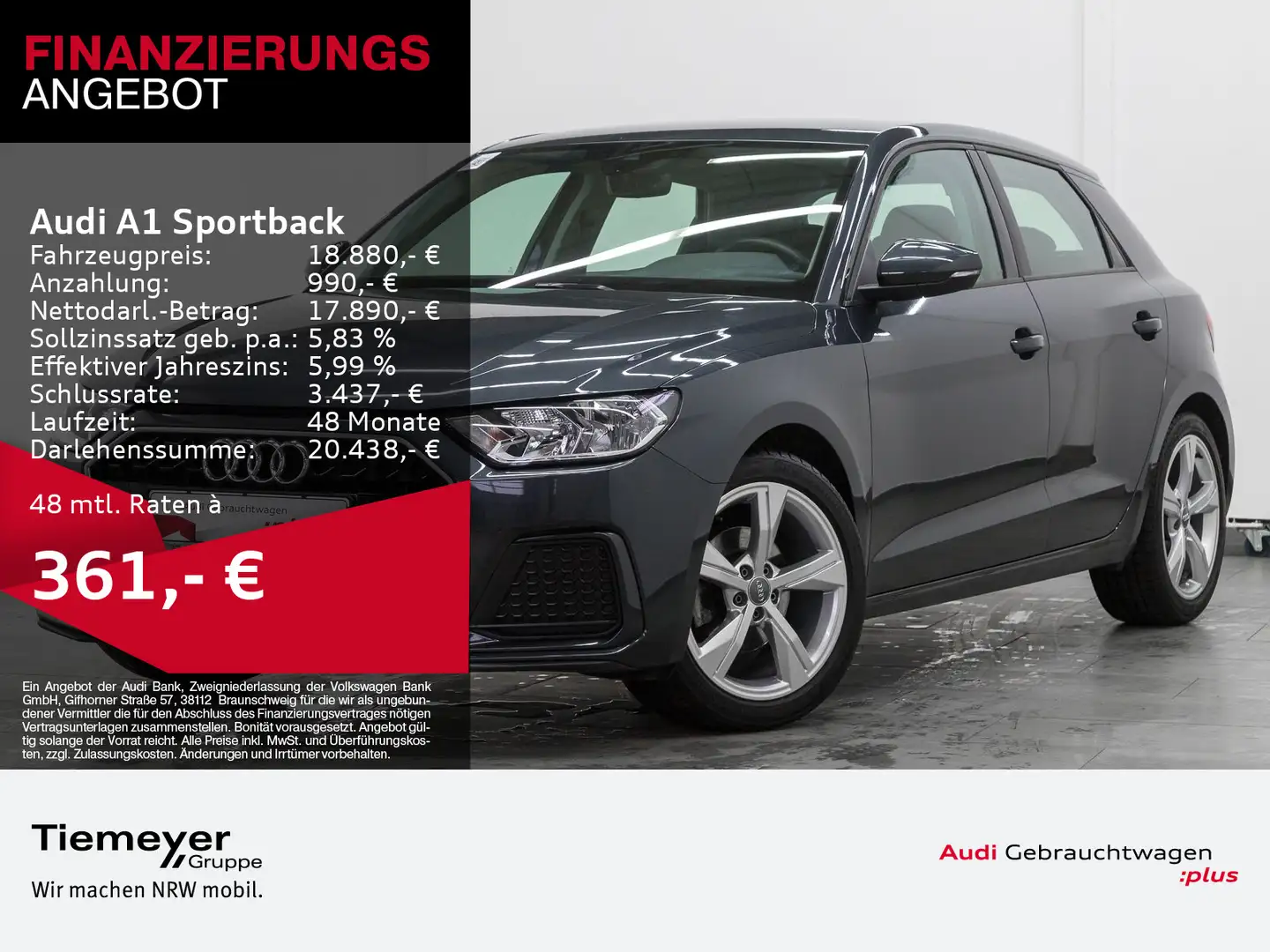 Audi A1 35 TFSI ADVANCED NAVI SPORTSITZE LM Grijs - 1