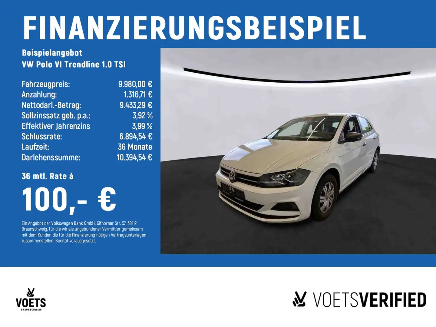 Volkswagen Polo VI Trendline 1.0 TSI AHK+ISOFIX+FrontAssist Weiß - 2
