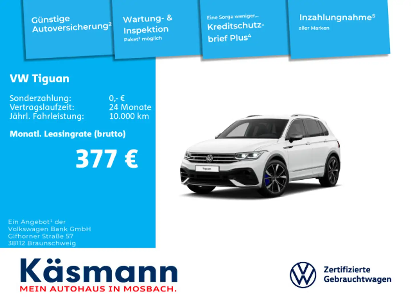 Volkswagen Tiguan R 4Motion R-PERFORMANCE AHK NAVI H&K Weiß - 1