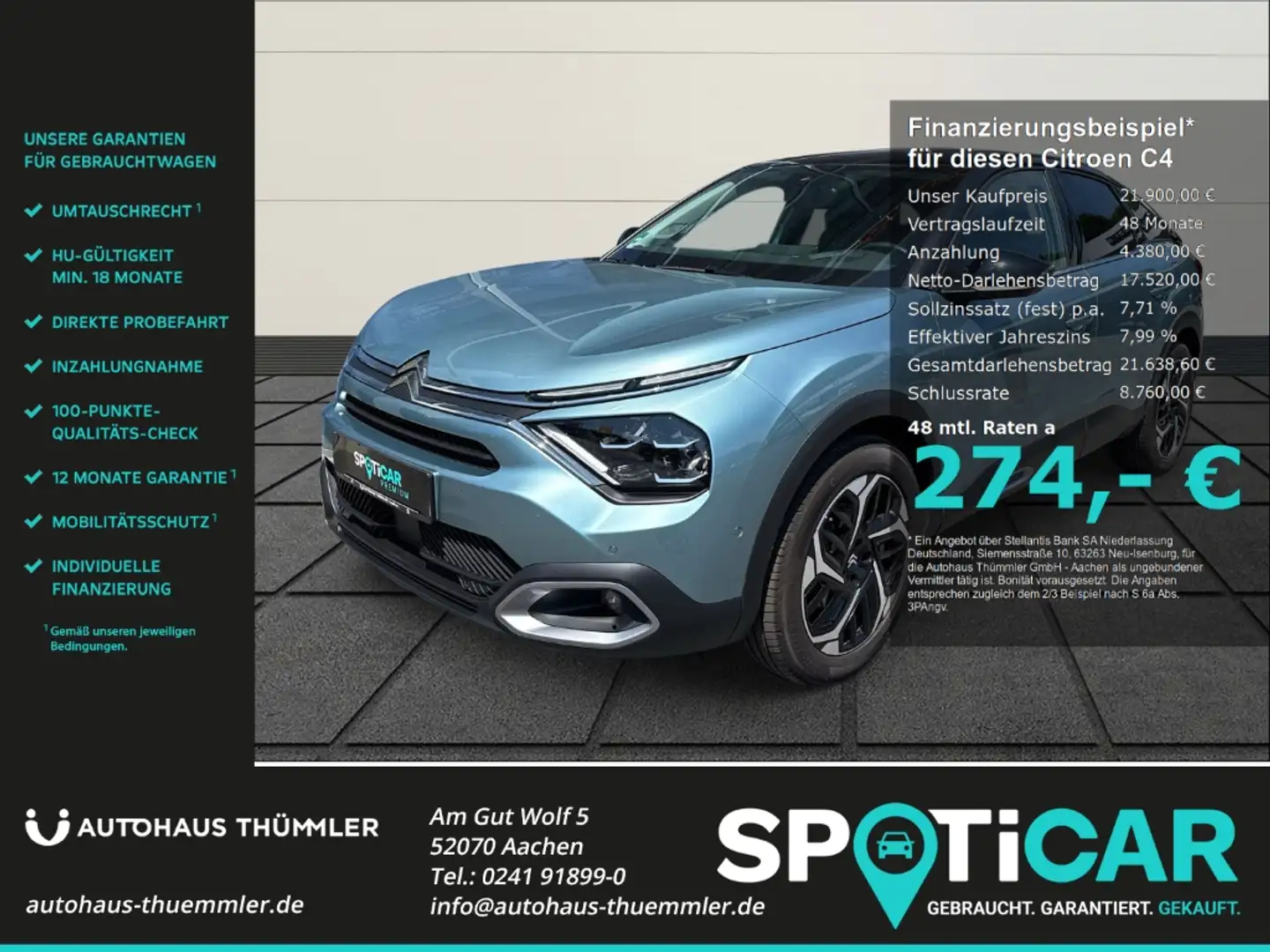 Citroen C4 Shine 1.2 PureTech 130 EU6d HUD Navi 360 Kamera LE Bleu - 1