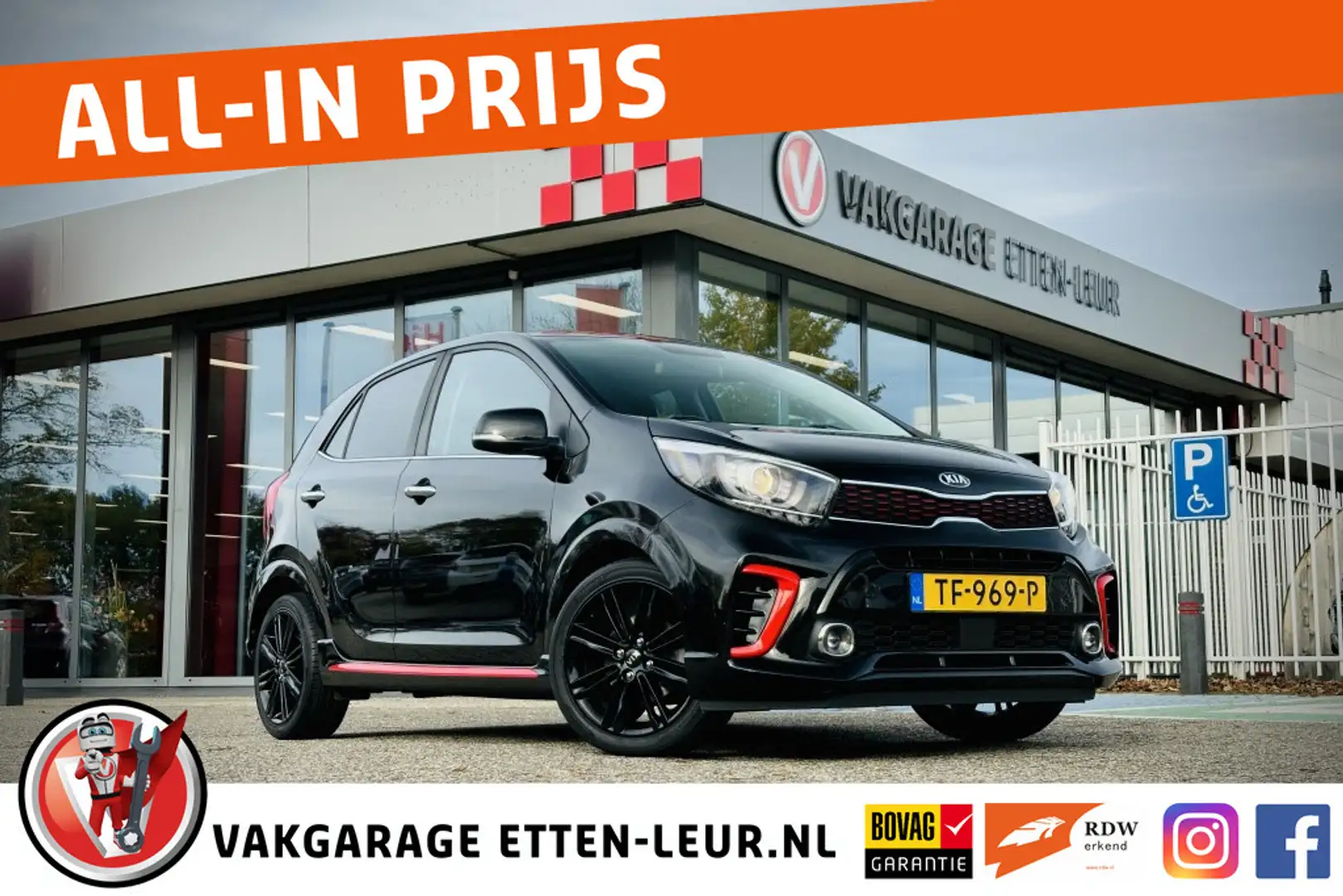Kia Picanto 1.0 T-GDI GT-Line 100PK | CAMERA | STOEL-STUUR VER Negro - 1