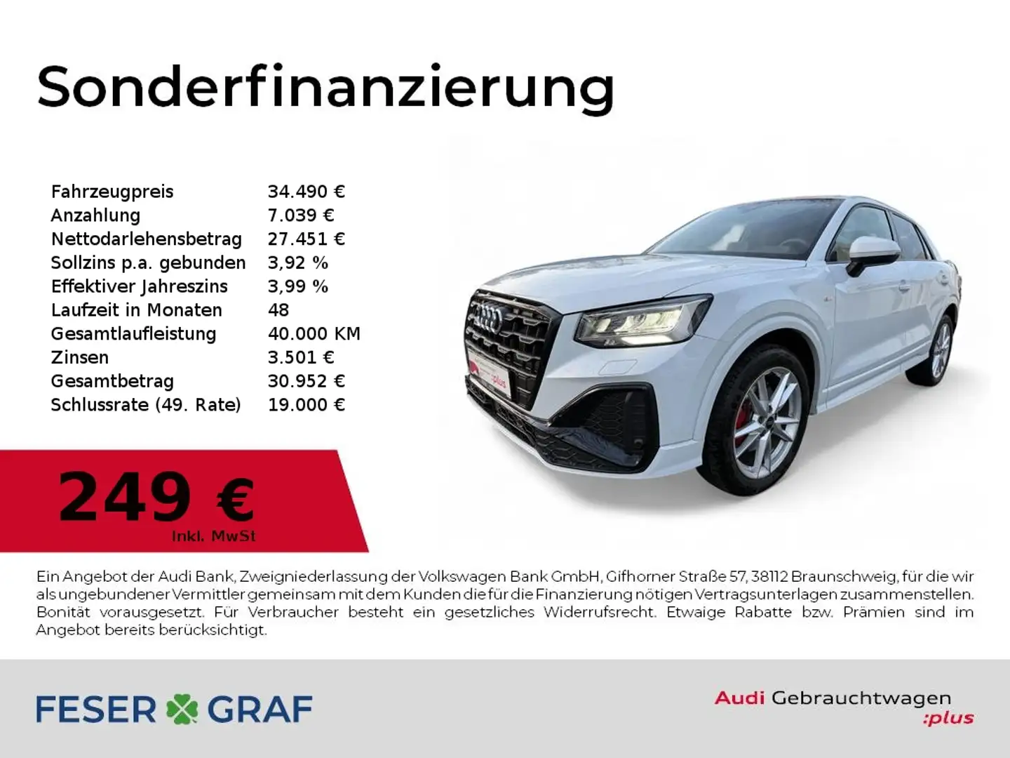 Audi Q2 S line 35 TFSI Navi/SHZ/Kamera/AHK/ACC Weiß - 1