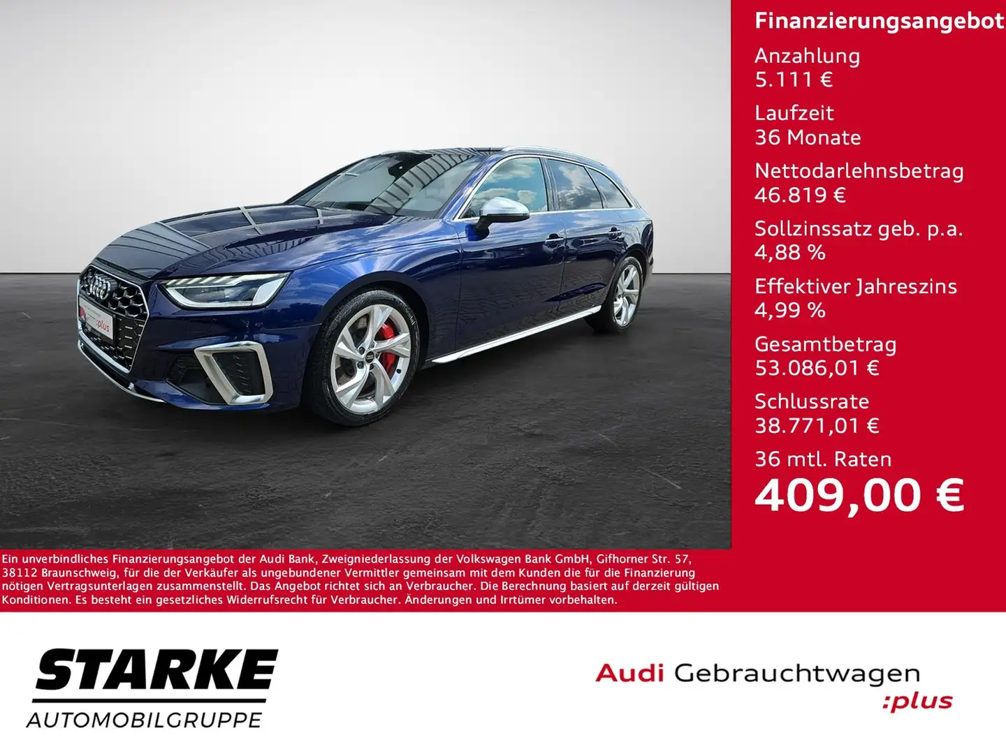 Audi S4 Avant TDI tiptronic quattro NaviPlus Matrix AHK... Bleu - 1