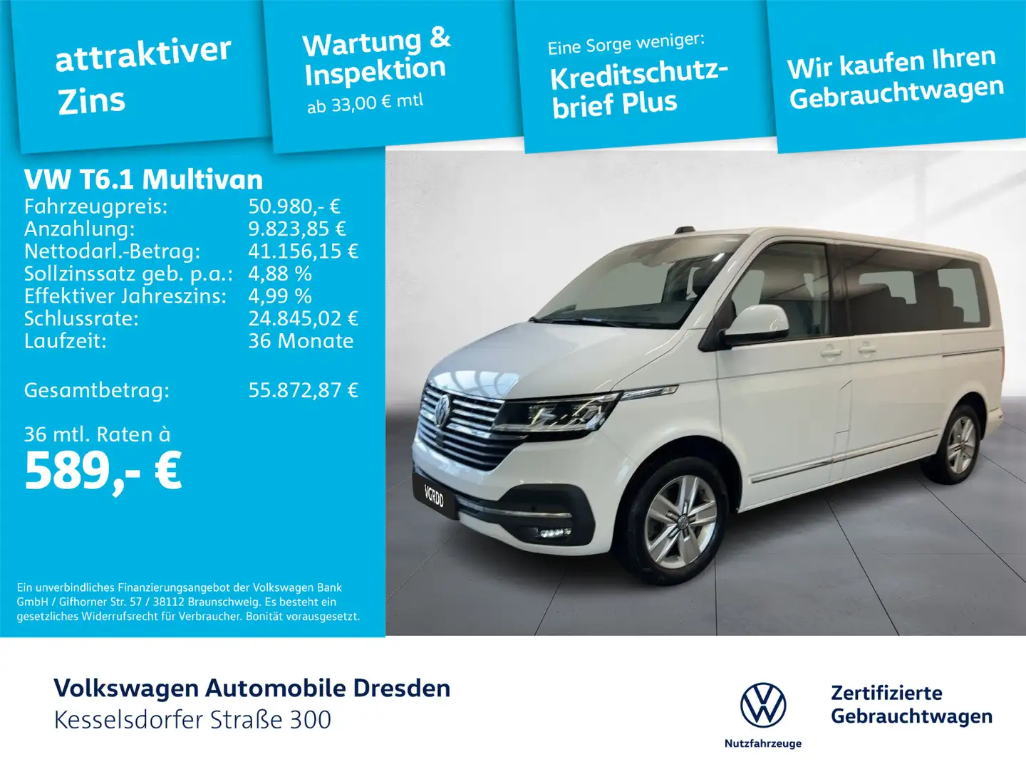 Volkswagen T6.1 Multivan 2.0 TDI DSG 4M ACC Kamera LED Navi Weiß - 1