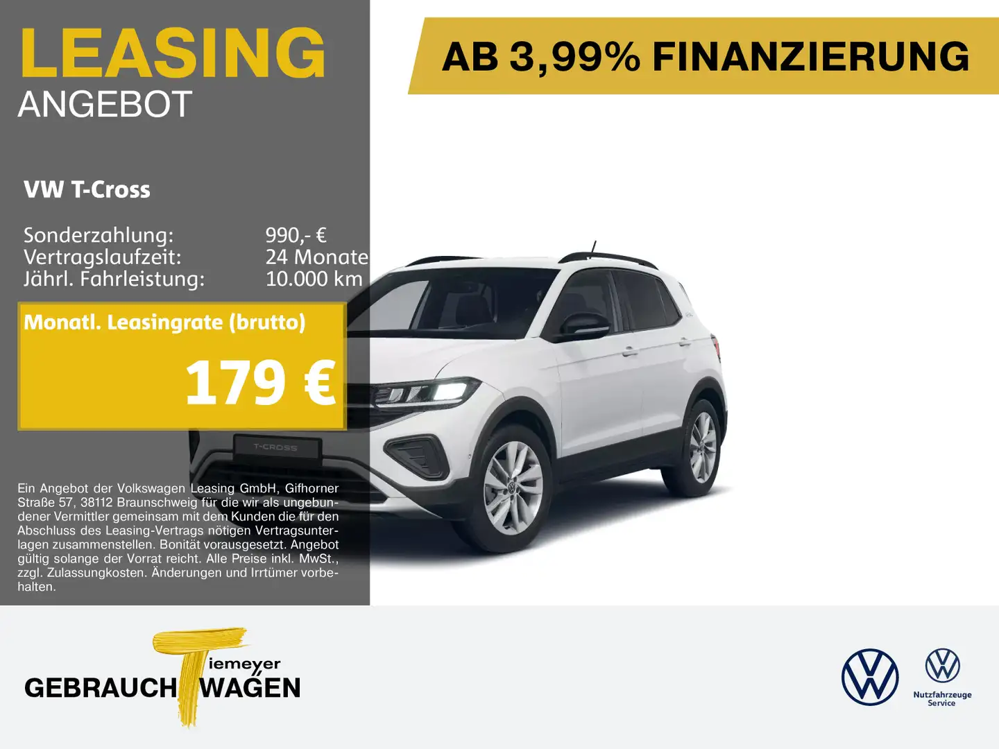 Volkswagen T-Cross 1.0 TSI DSG LIFE GOAL ACC AHK NAVI Weiß - 1