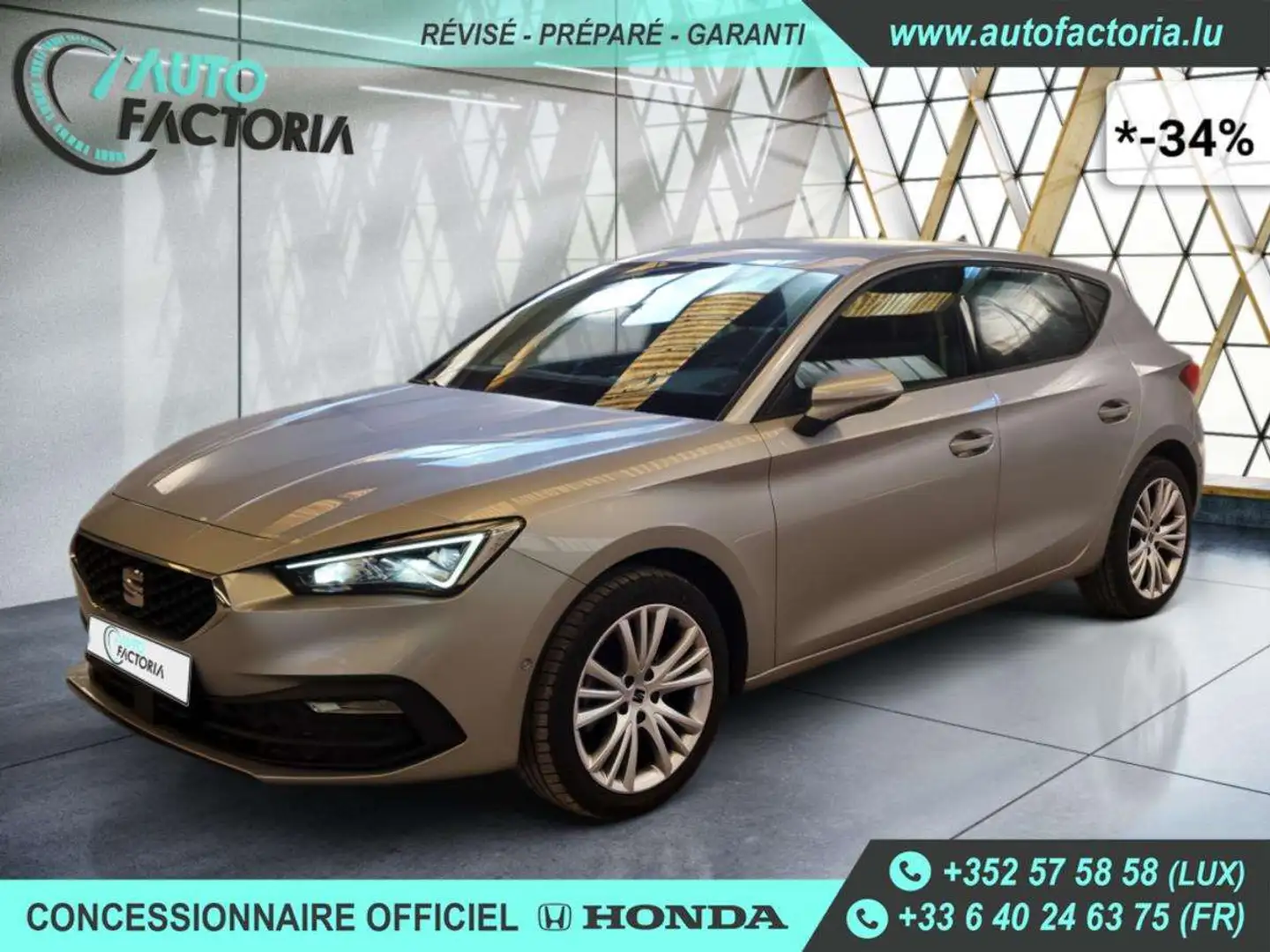 SEAT Leon -34% 1.5 eTSI 150cv BVA7 +MIRRORLINK+CAM+Options Zilver - 1