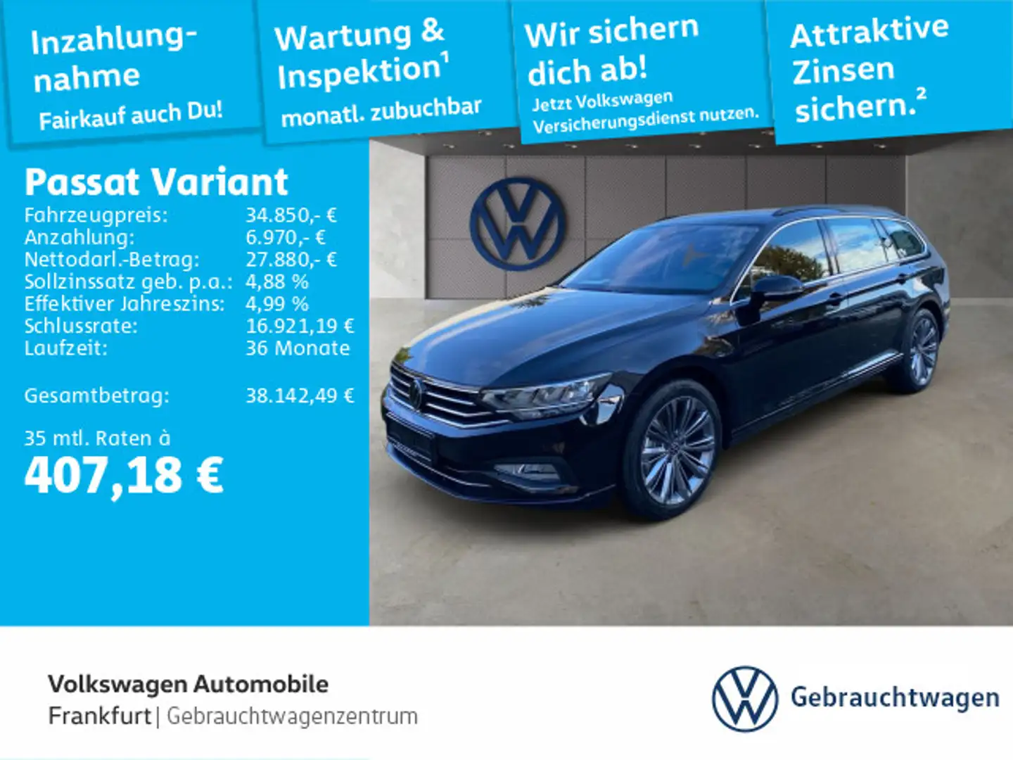 Volkswagen Passat Variant 2.0 TDI DSG Business Navi RearVie Schwarz - 1