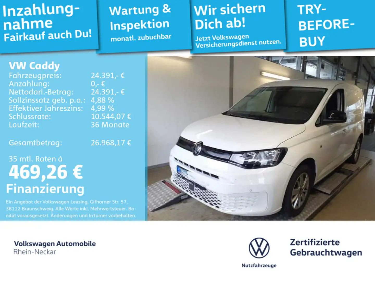 Volkswagen Caddy Cargo Cooler DSG Navi Kamera uvm Weiß - 1