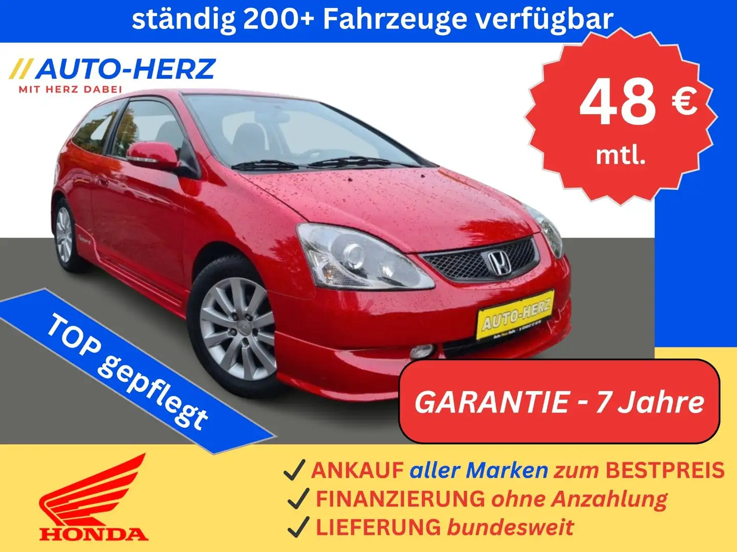 Honda Civic 1.4i Sport *KLIMA+SPORTPAKET+PDC* Rot - 1