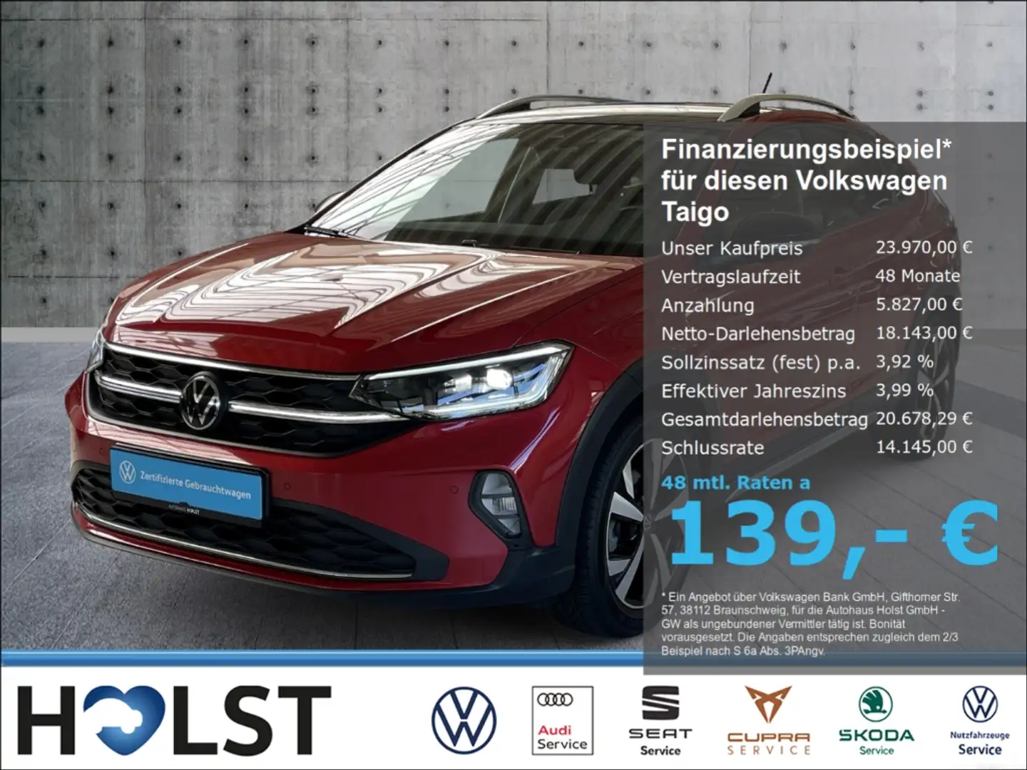 Volkswagen Taigo 1.0TSI DSG Style IQ.LIGHT GJR Navi Digit. Cockpit Rot - 1