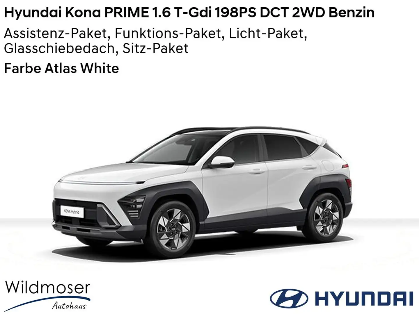 Hyundai KONA ❤️ PRIME 1.6 T-Gdi 198PS DCT 2WD Benzin ⏱ Sofort v Weiß - 1