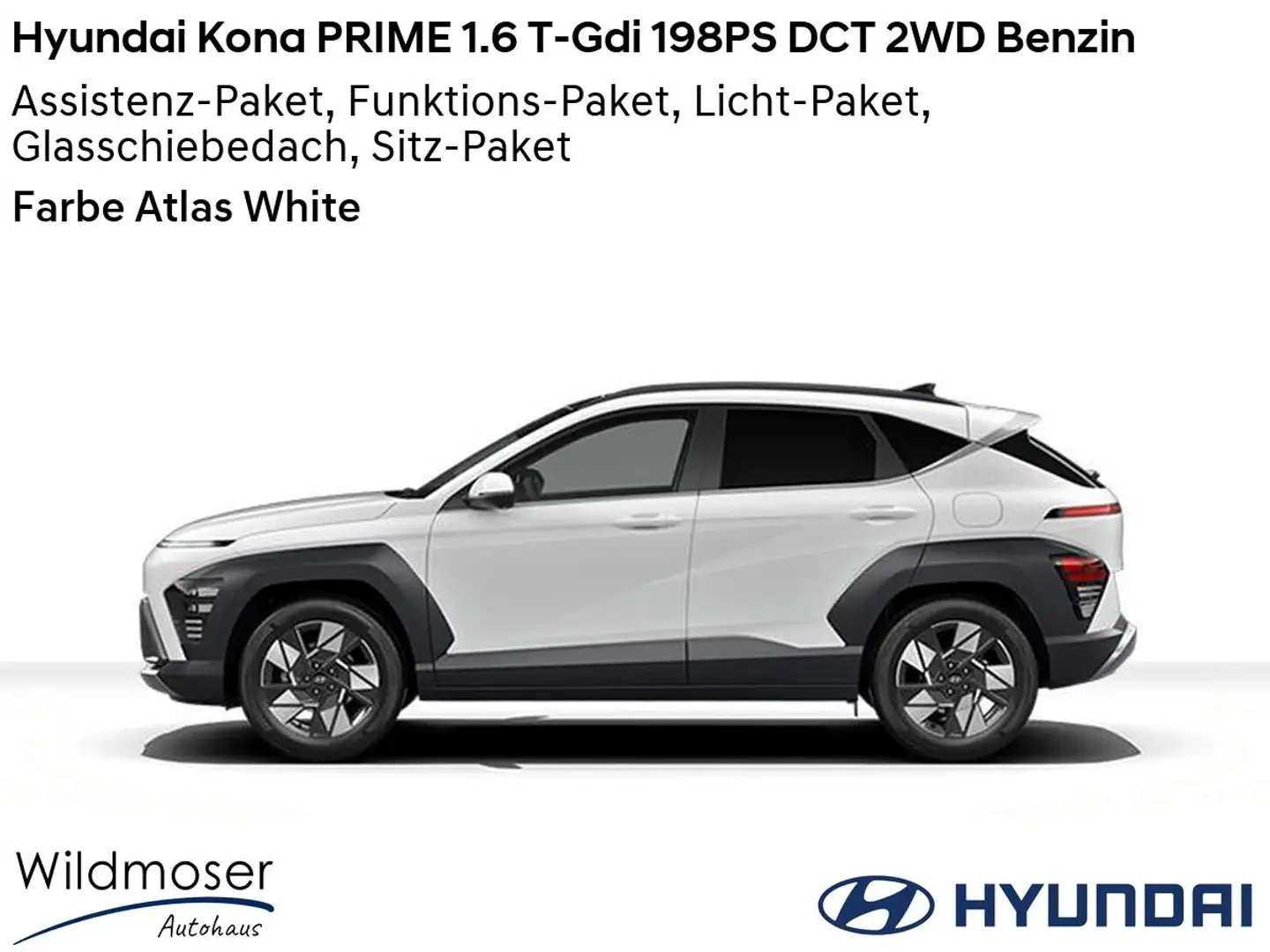 Hyundai KONA ❤️ PRIME 1.6 T-Gdi 198PS DCT 2WD Benzin ⏱ Sofort v Weiß - 2