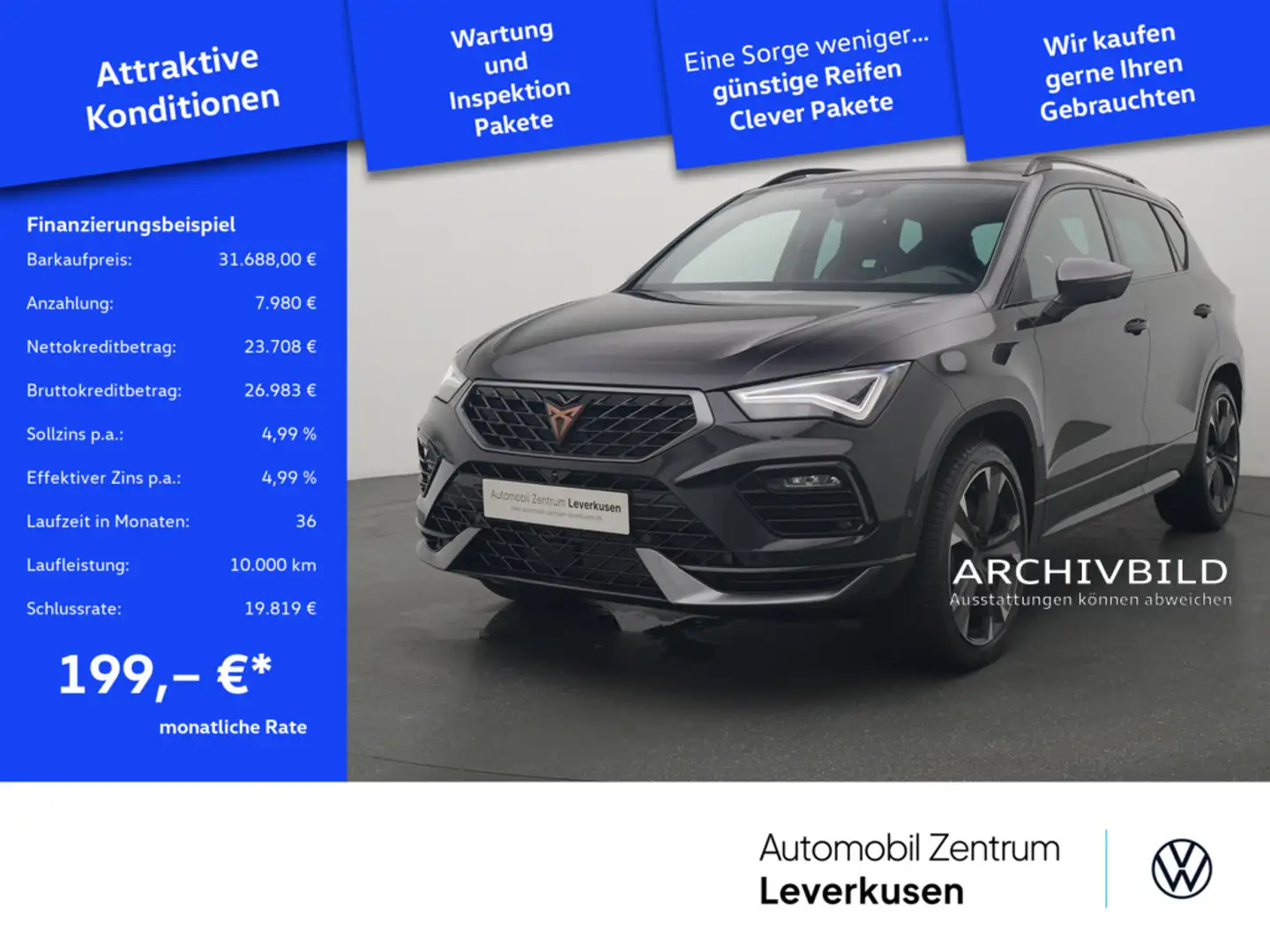 CUPRA Ateca VZ PANO NAVI VIRT ACC DCC KAM 360° LEDE Schwarz - 1
