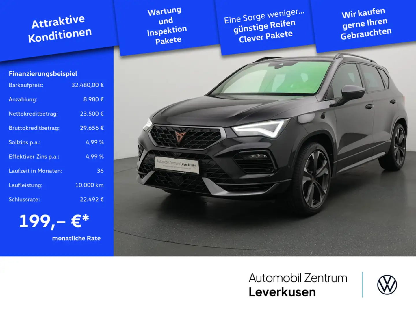 CUPRA Ateca VZ PANO NAVI VIRT ACC DCC KAM 360° LEDE Schwarz - 1