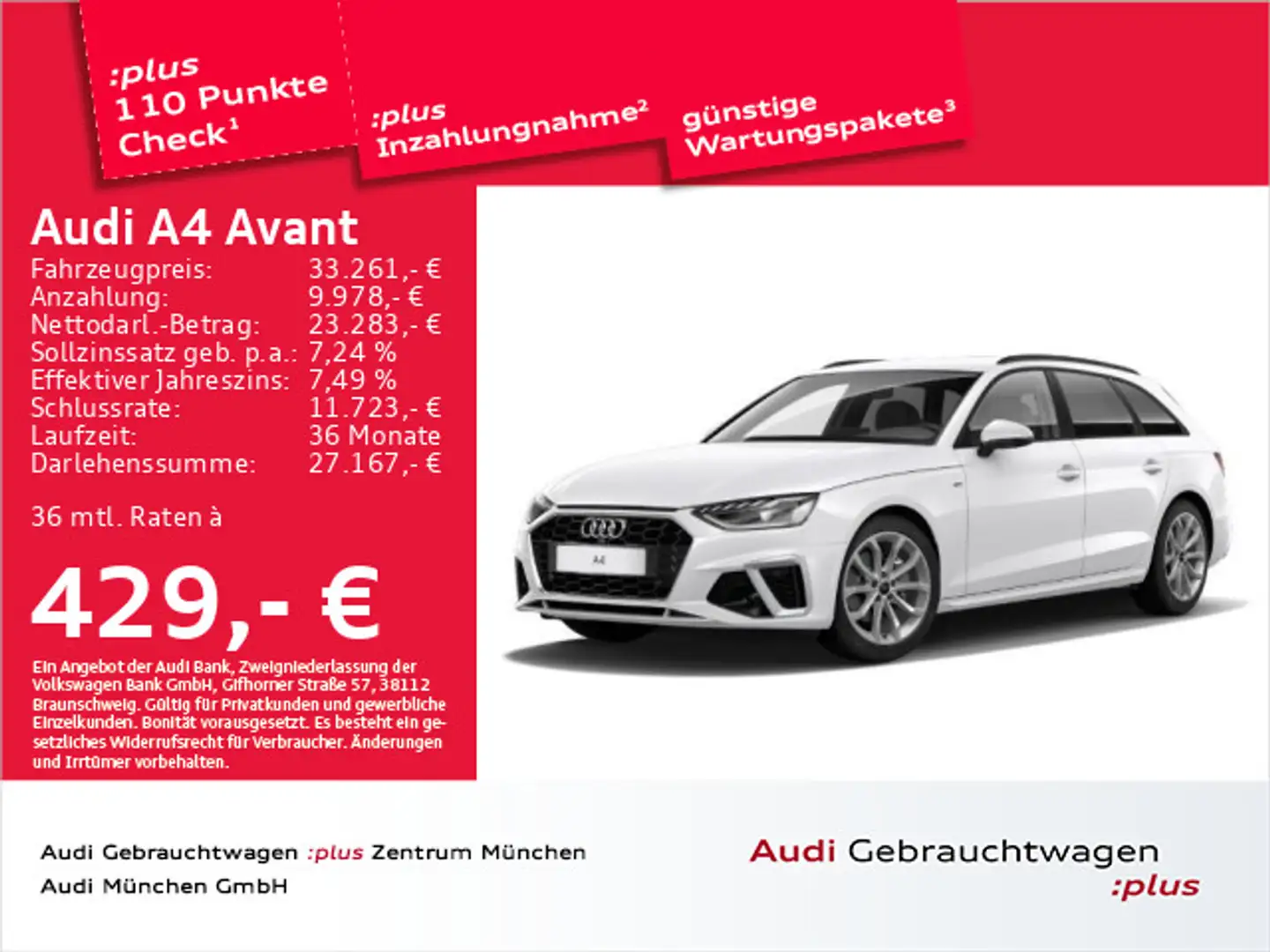 Audi A4 40 TDI S tronic S line Navi+/B&O/HuD/Ka Weiß - 1